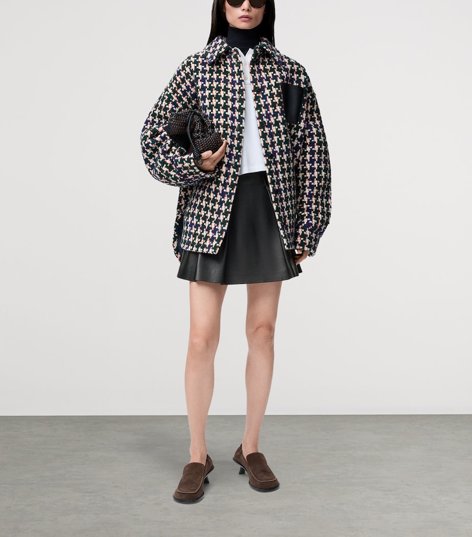 Lambskin Pleated Mini Skirt BLACK Image 2