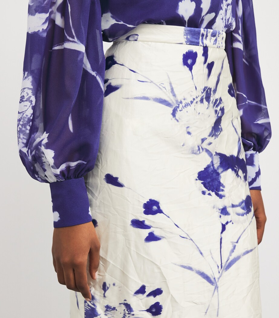 Satin Floral Midi Skirt CRNTN CYNTYPE WHITE Image 6
