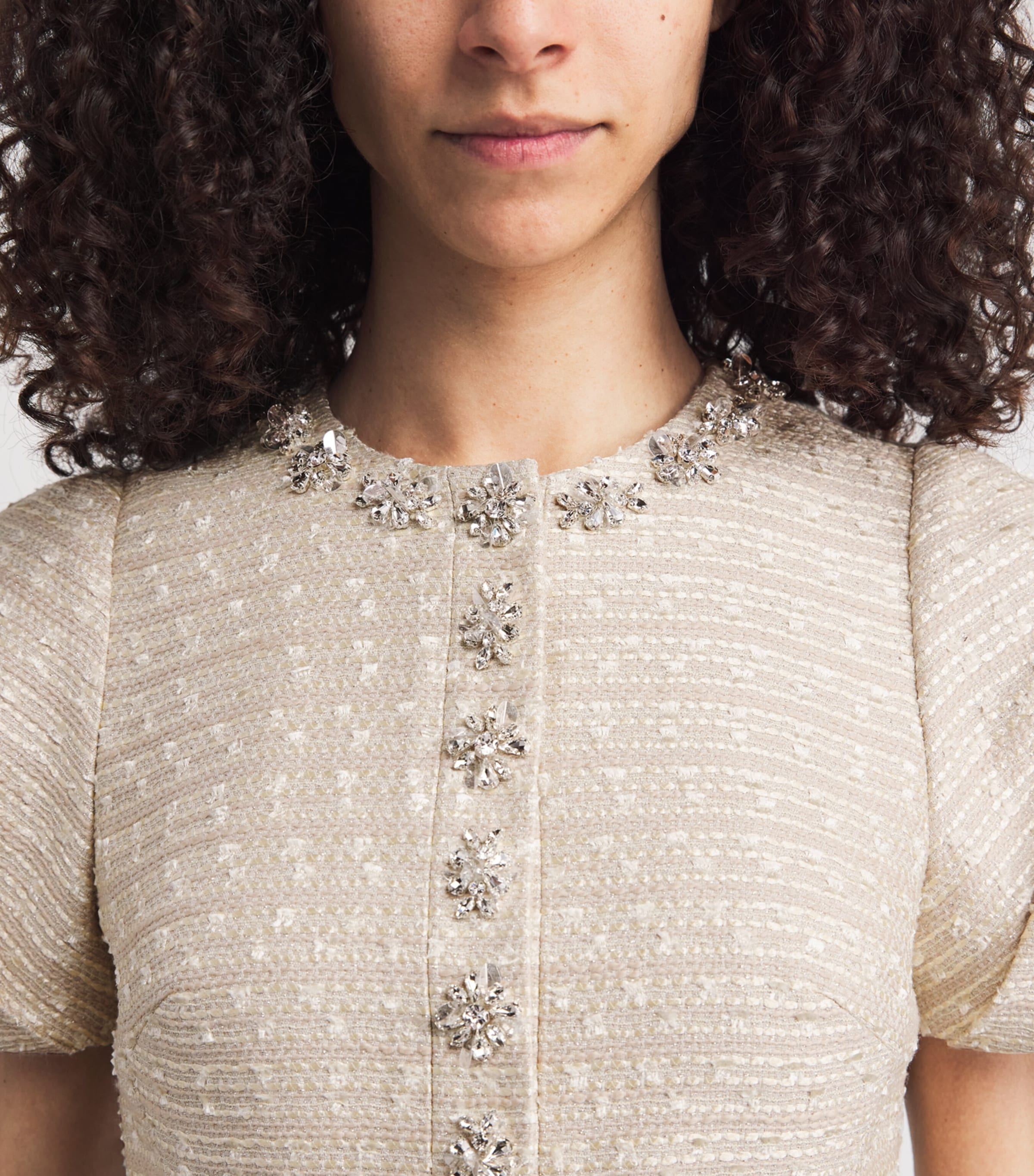 Huishan Zhang Womens Embellished Tweed Olivia Jacket Gold Image 3