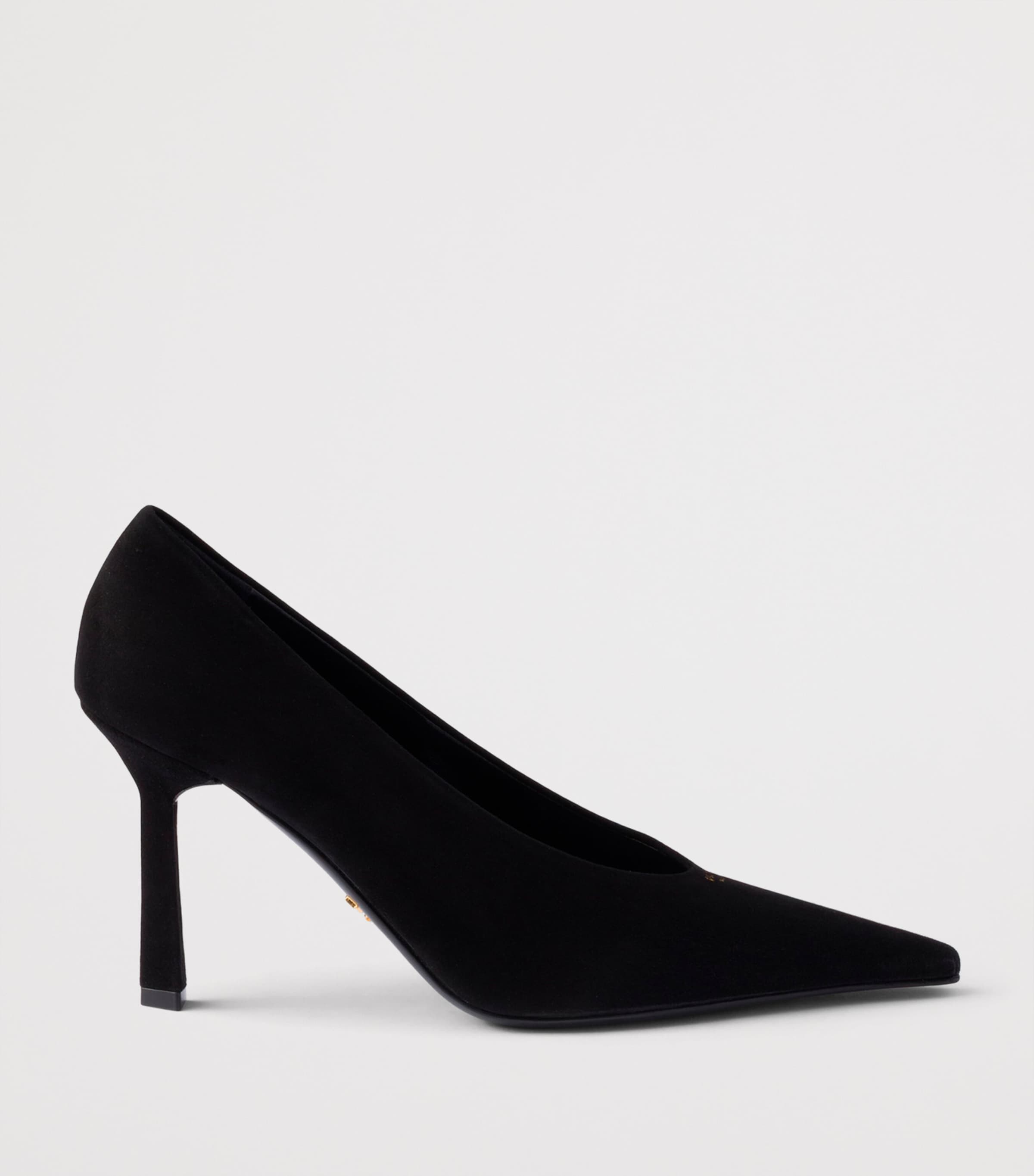 Prada Suede Logo Pumps 90 Black Image 2