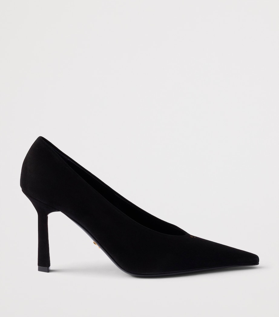 Prada Suede Logo Pumps 90 Black Image 2