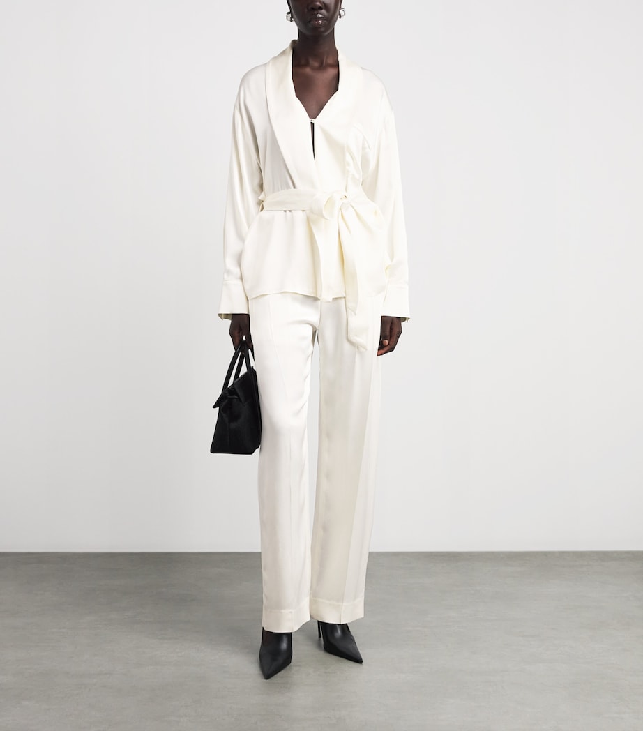Victoria Beckham Womens Satin Crepe Alba Blouse Ivory Image 2