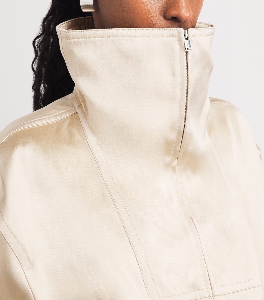 Nanushka Womens Satin Alonza Bomber Jacket Creme Image 3