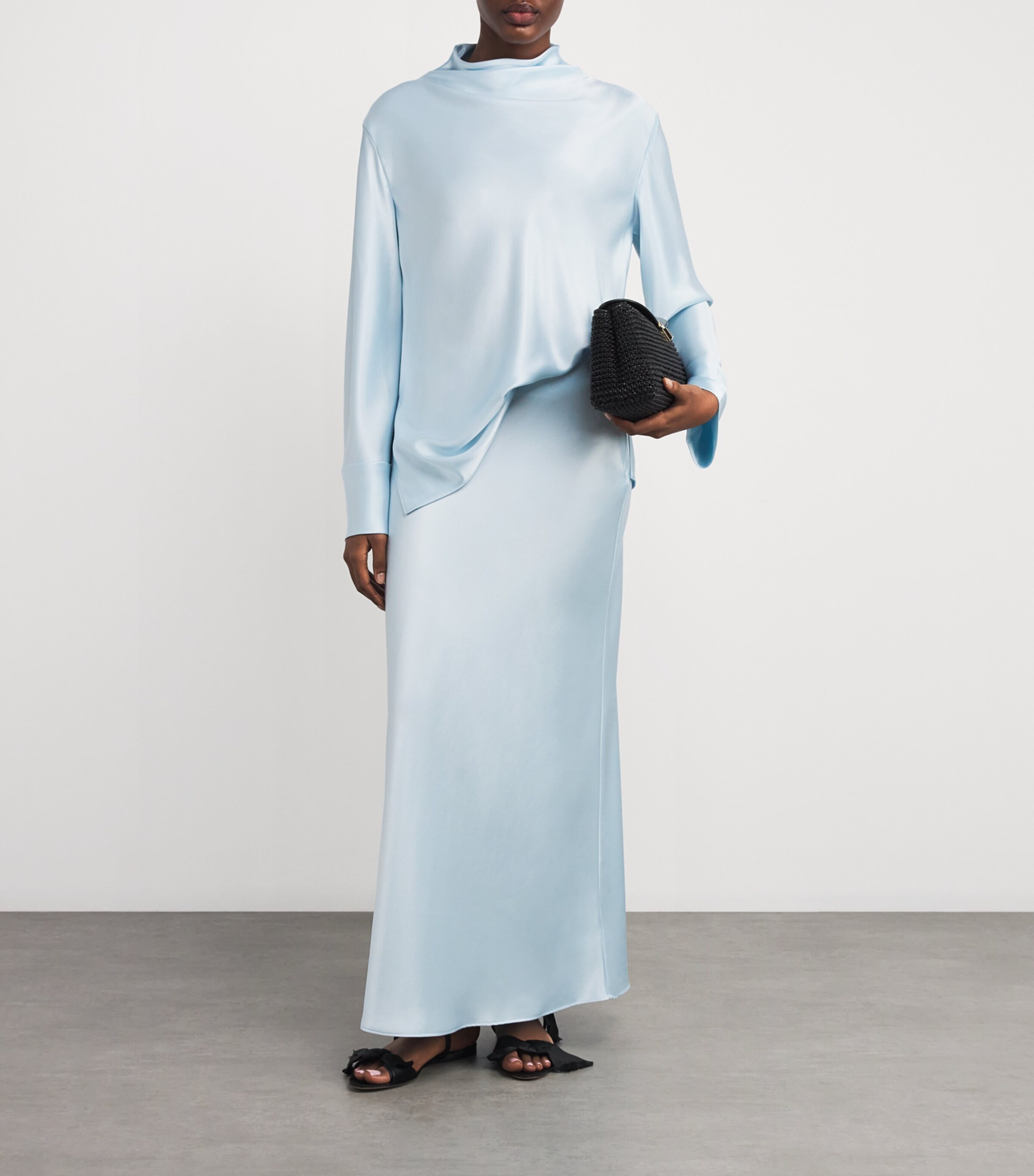 CAMILLA AND MARC Womens Satin Chimera Maxi Skirt Misty Blue Image 2