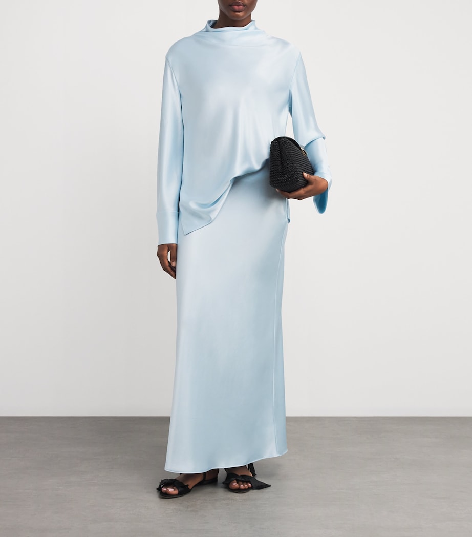 CAMILLA AND MARC Womens Satin Chimera Maxi Skirt Misty Blue Image 2