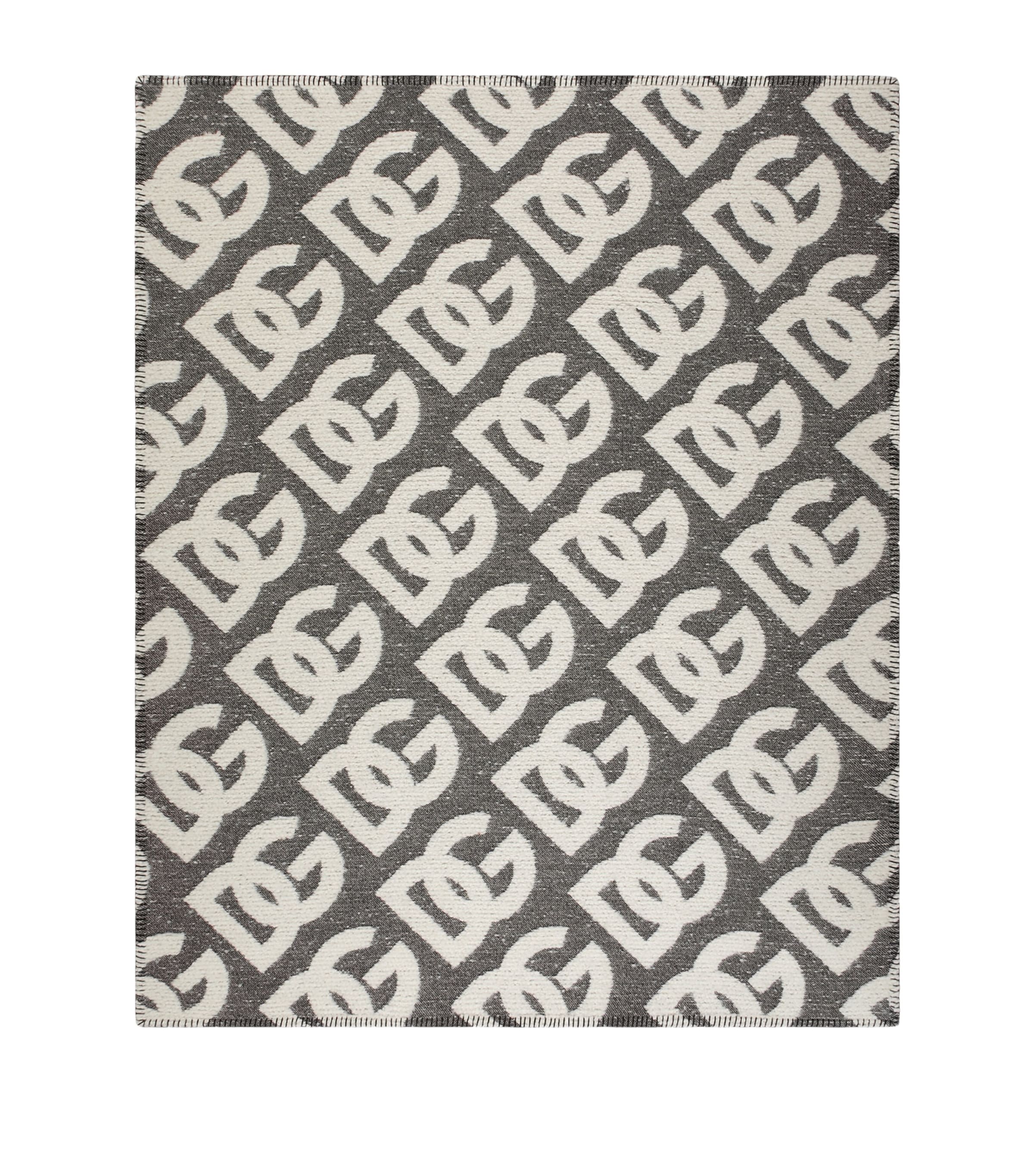 Dolce&Gabbana Casa Wool-Cashmere-Silk Logo Throw (140cm x 180cm) Nero Image 1