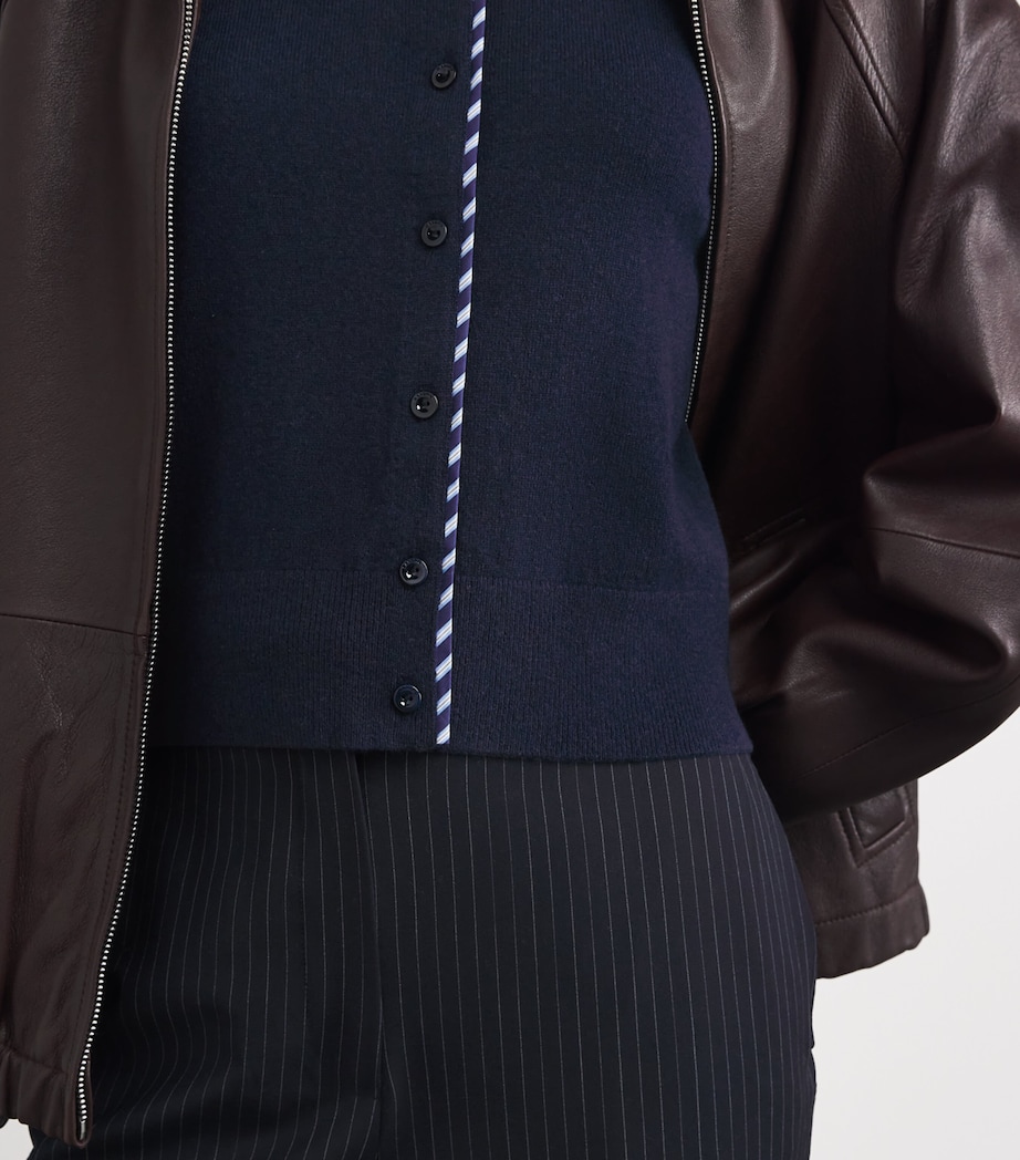 Wool-Cashmere Stripe Cardigan NAVY BLUE Image 6