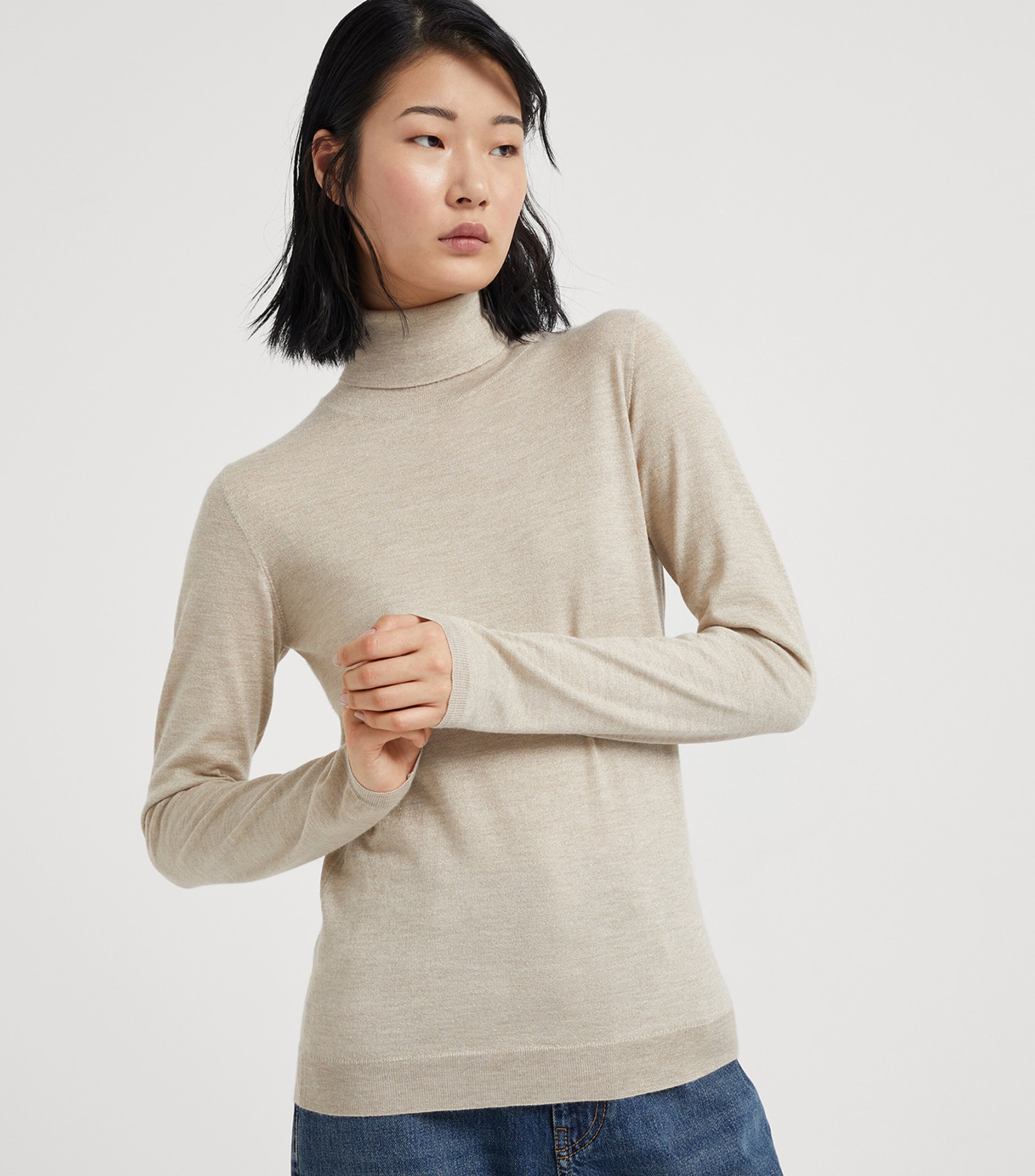 Brunello Cucinelli Womens Cashmere-Silk-Blend Rollneck Sweater Image 2
