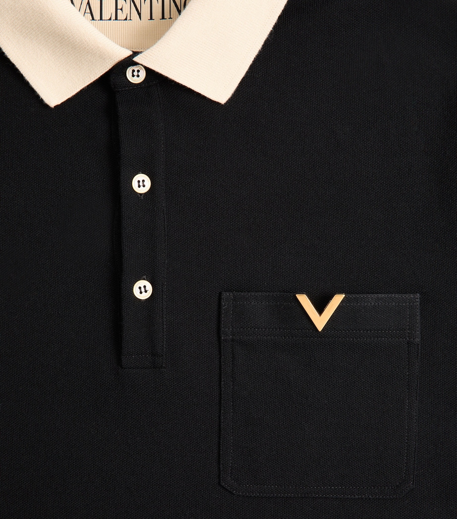Valentino Garavani Mens Cotton Jersey VGold Polo Shirt Image 8