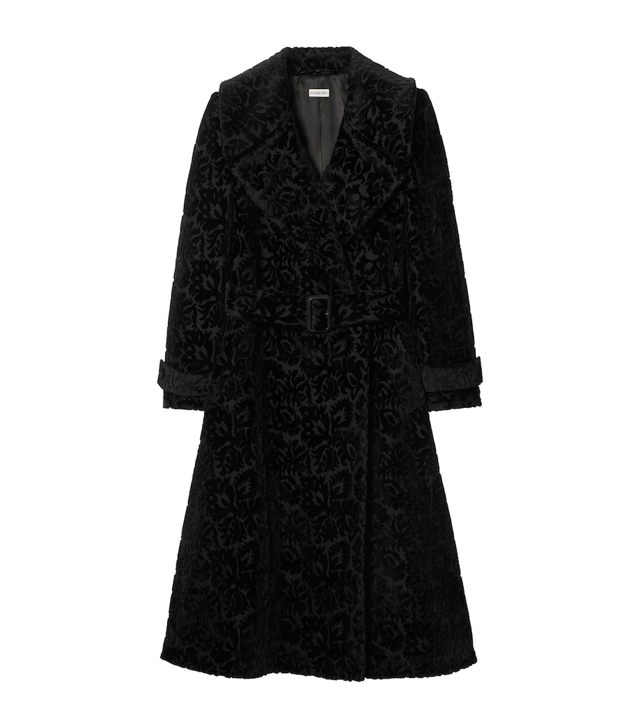 Silk-Blend Velvet Tailored Coat BLACK IP PATTERN Image 1
