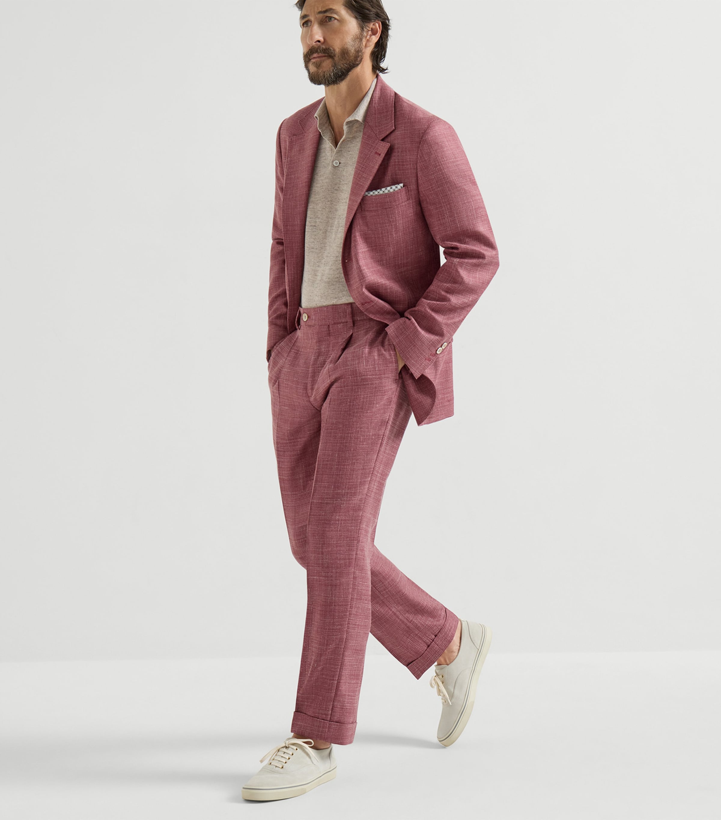 Brunello Cucinelli Mens Wool-Silk-Linen Deconstructed Blazer Image 2