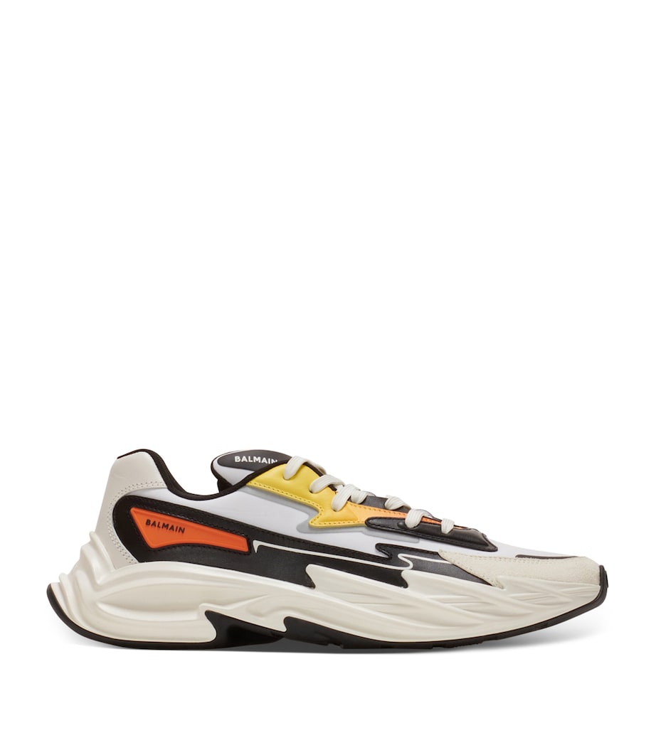 Balmain Leather Run-Row Sneakers Jaune/orange Image 1