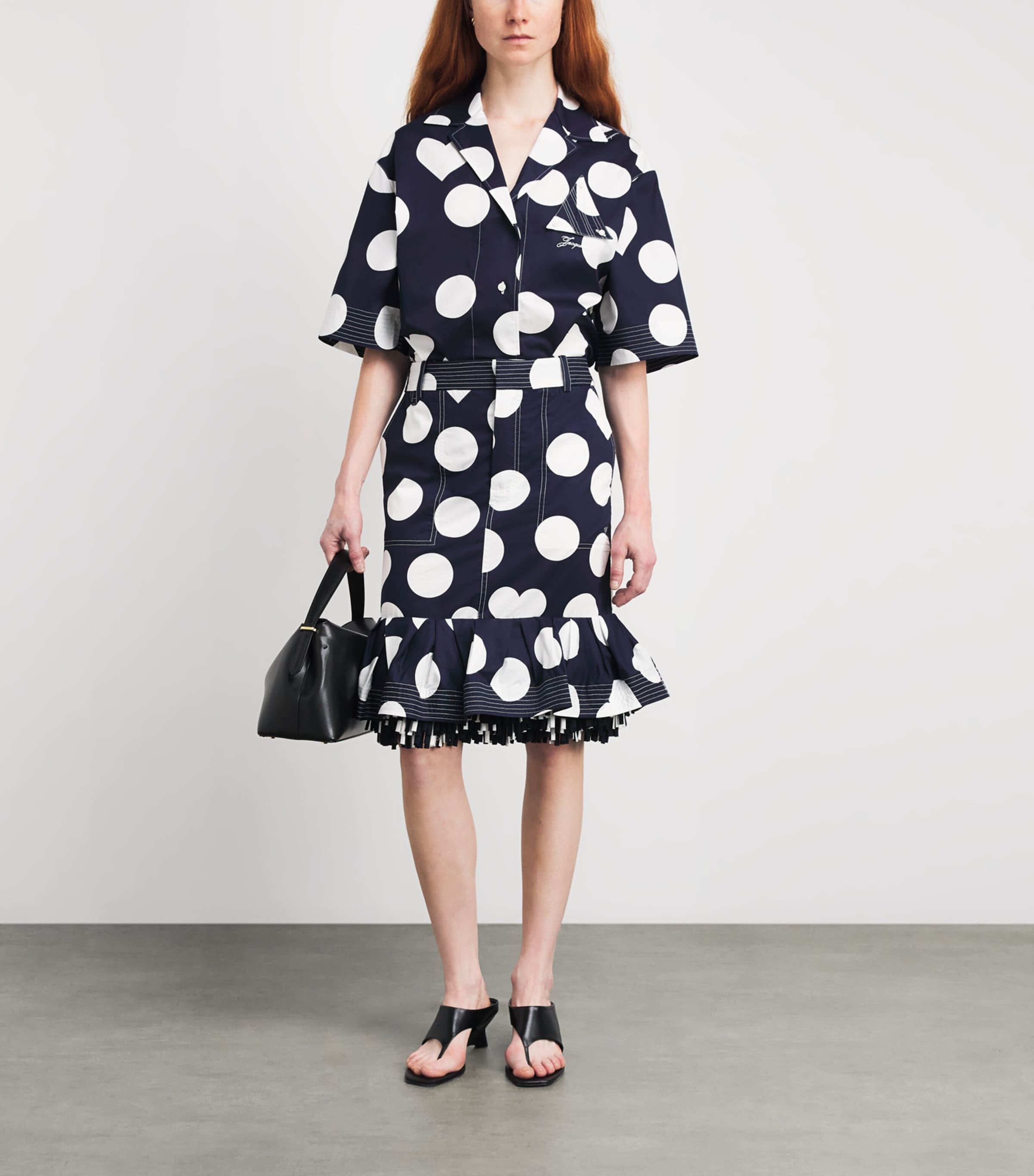 Jacquemus Womens Cotton Polka Dot Marin Shirt Dots Heart Navy Image 2