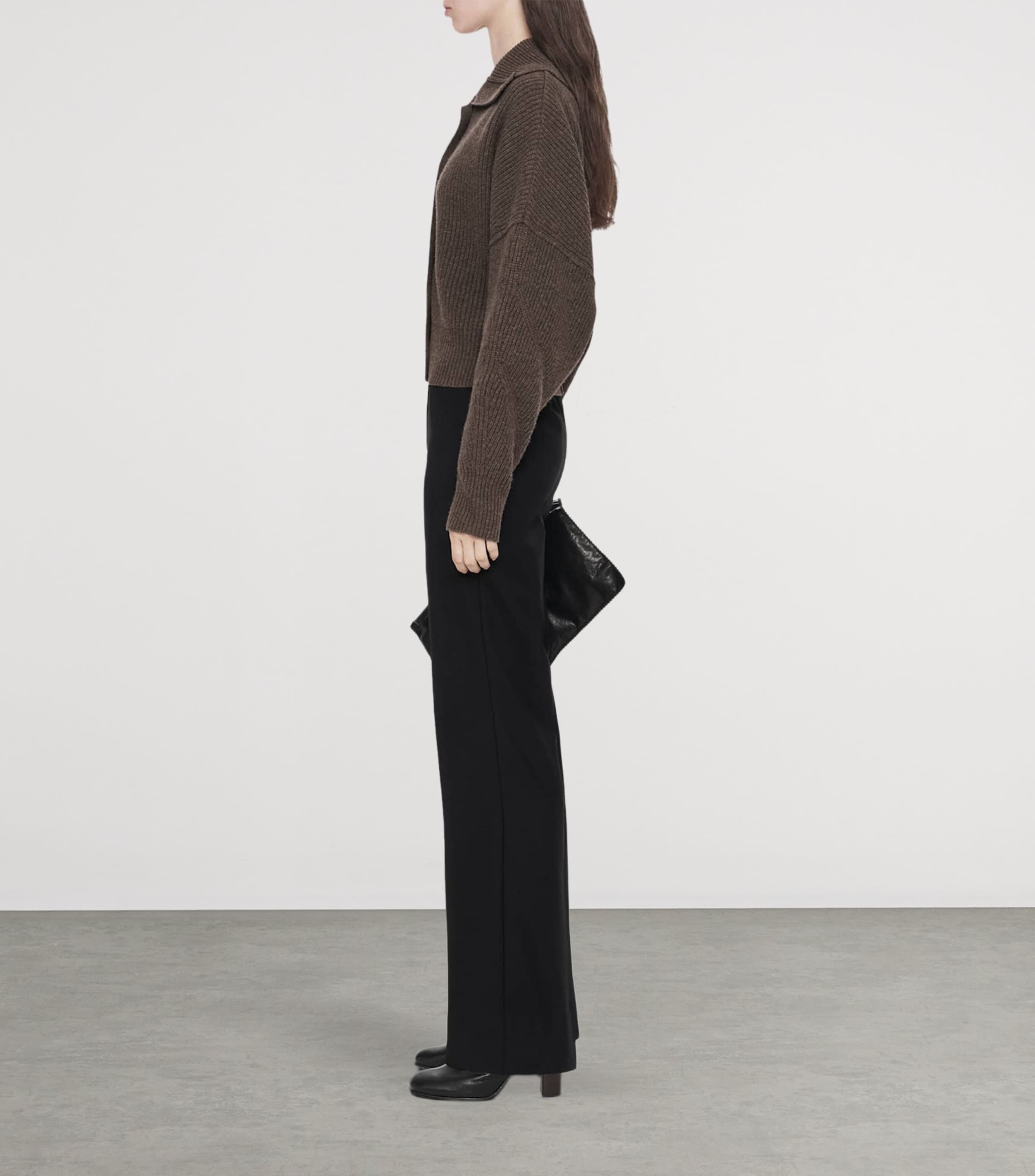 AllSaints Womens Wool Caron Collared Cardigan Mole Brown Image 8