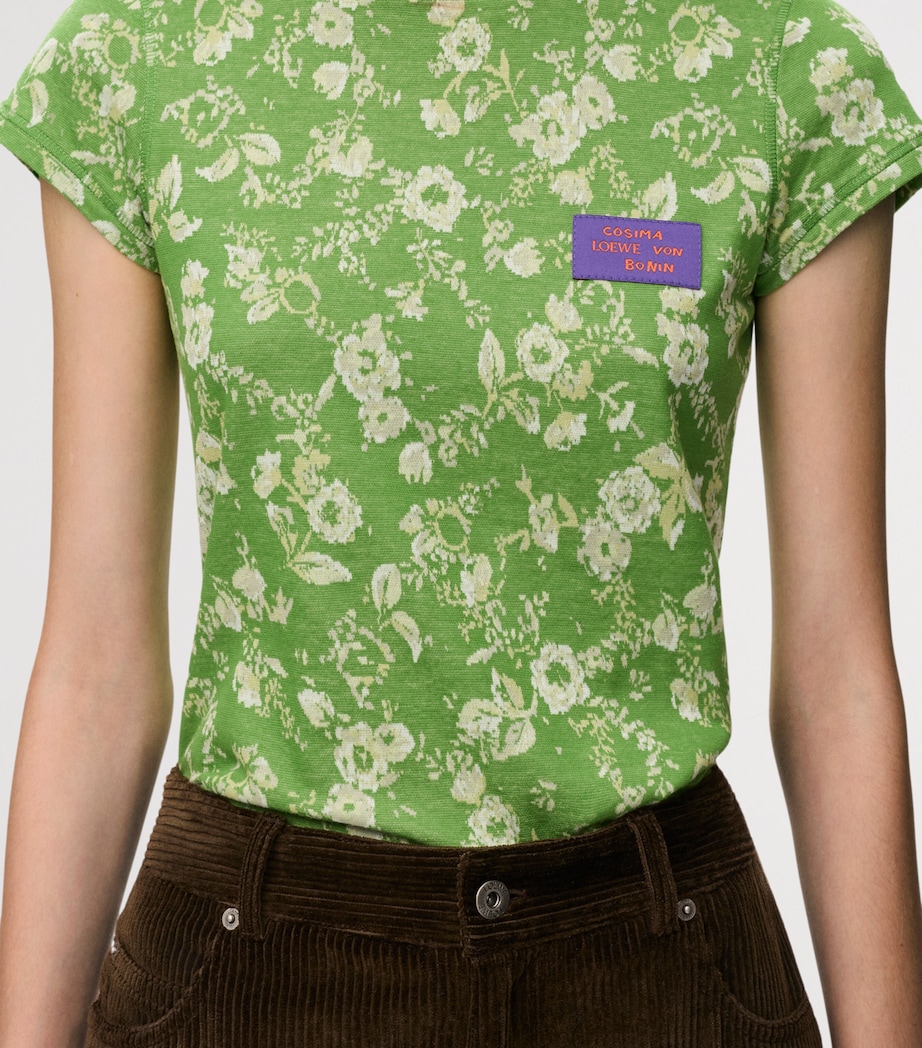 LOEWE Womens x Cosima Von Bonin Floral T-Shirt Green Image 5