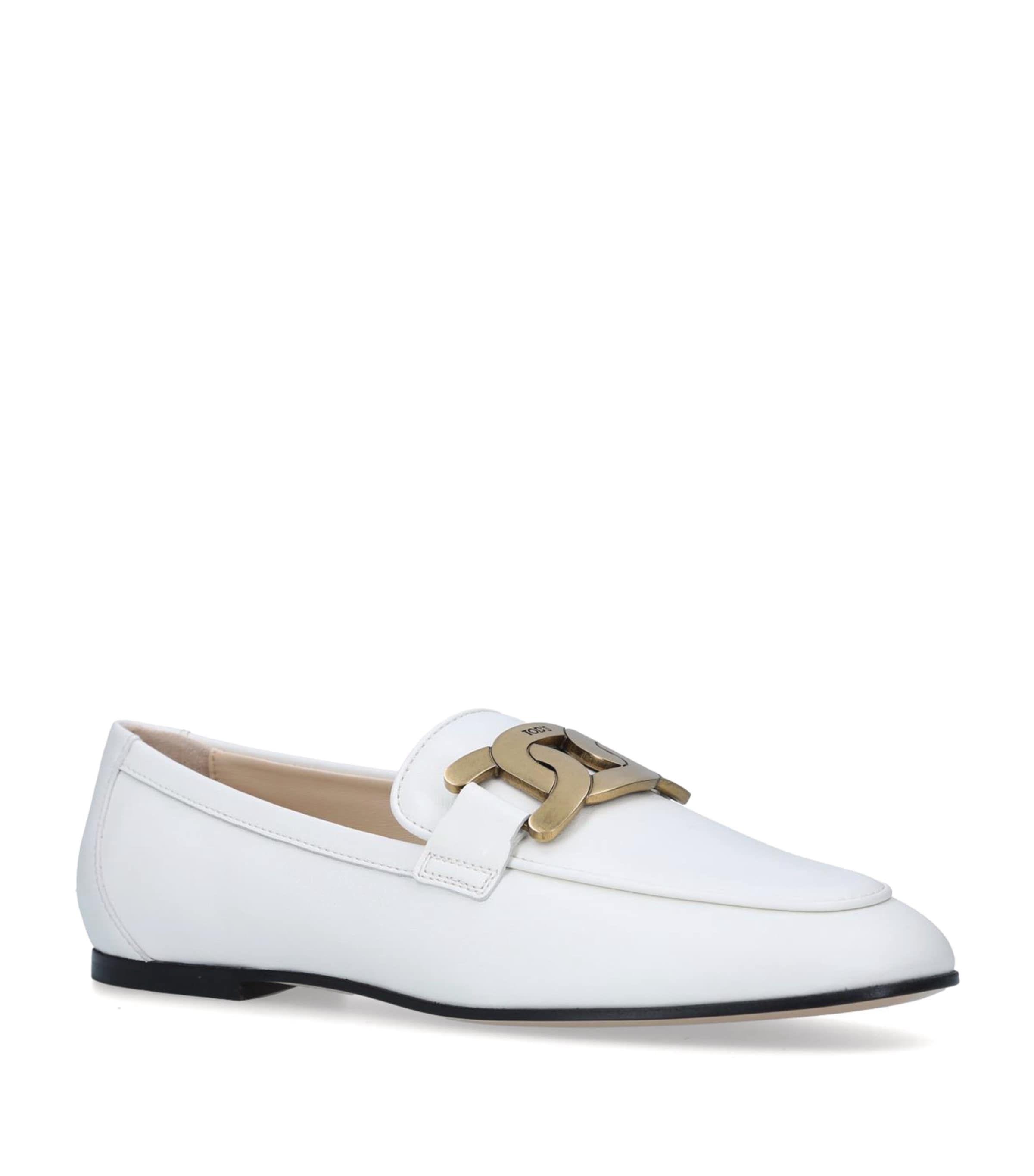 Shop Tod's Leather Loafers In White