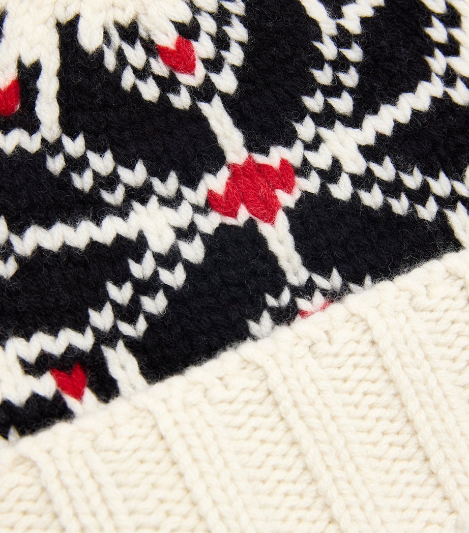 Wool Pom-Pom Snowflake Beanie CREAM Image 3