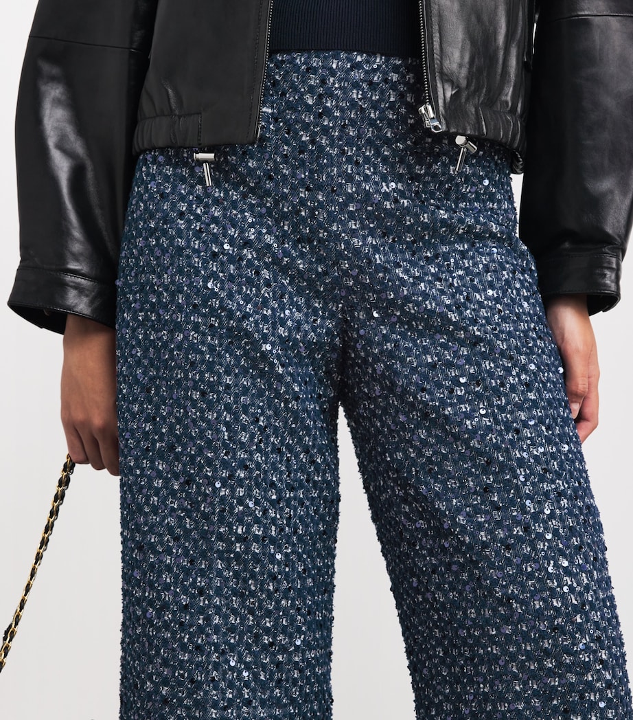 Sandro Paris Womens Sequinned Tailored Trousers Navy Blue Image 3
