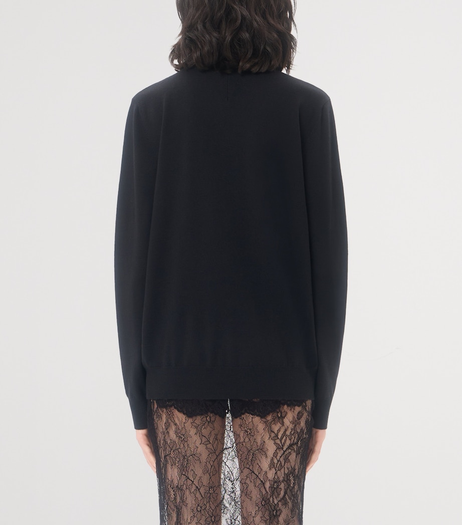Valentino Womens Virgin Wool Embellished Sweater Image 5