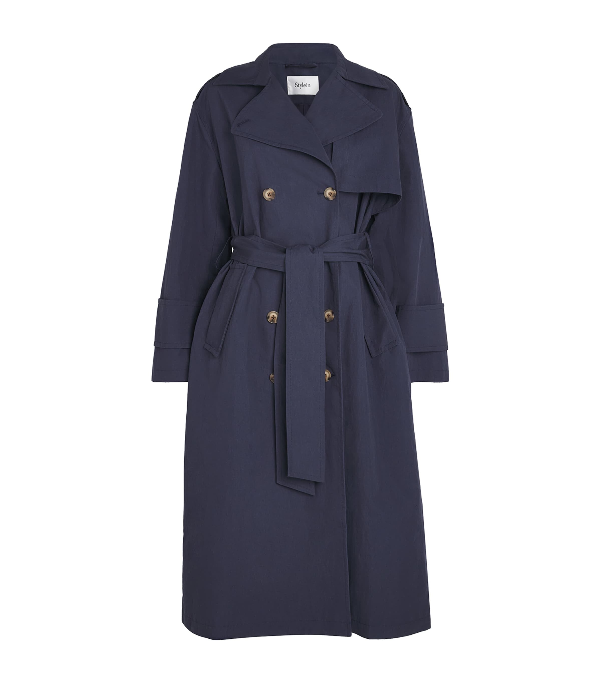 Stylein Womens Cotton-Blend Siena Trench Coat Midnight Image 1