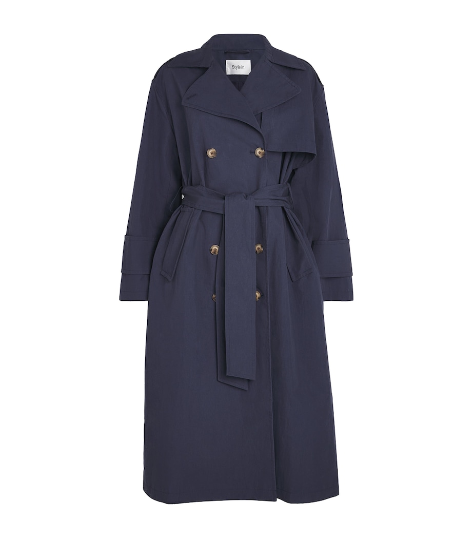 Stylein Womens Cotton-Blend Siena Trench Coat Midnight Image 1