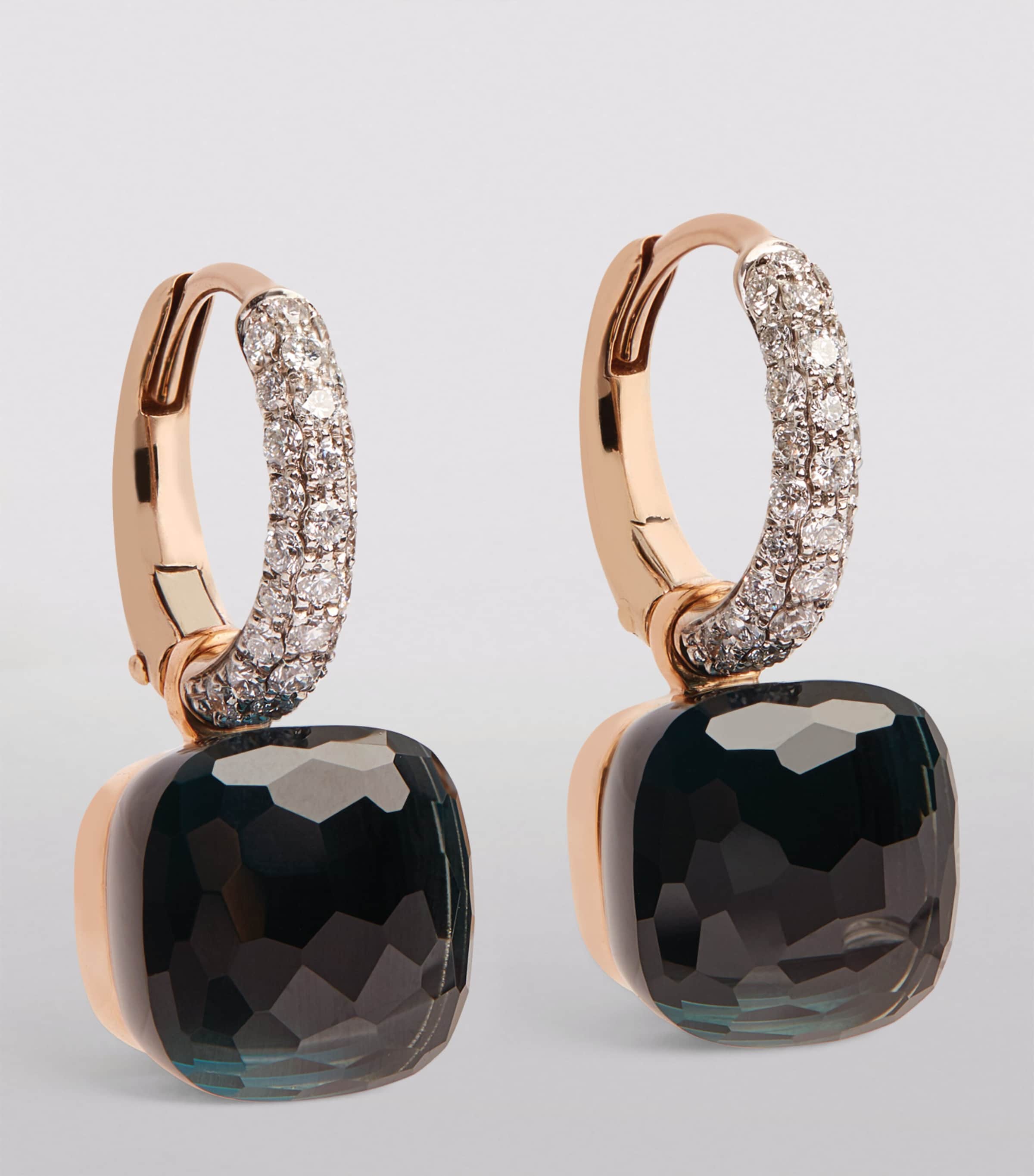 Mixed Metal, Diamond and London Blue Topaz Nudo Drop Earrings DB0TL Image 2