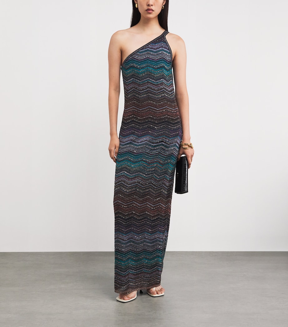 Sequinned Zigzag Midi Dress SM9ZT DARK BLUE TONE Image 2
