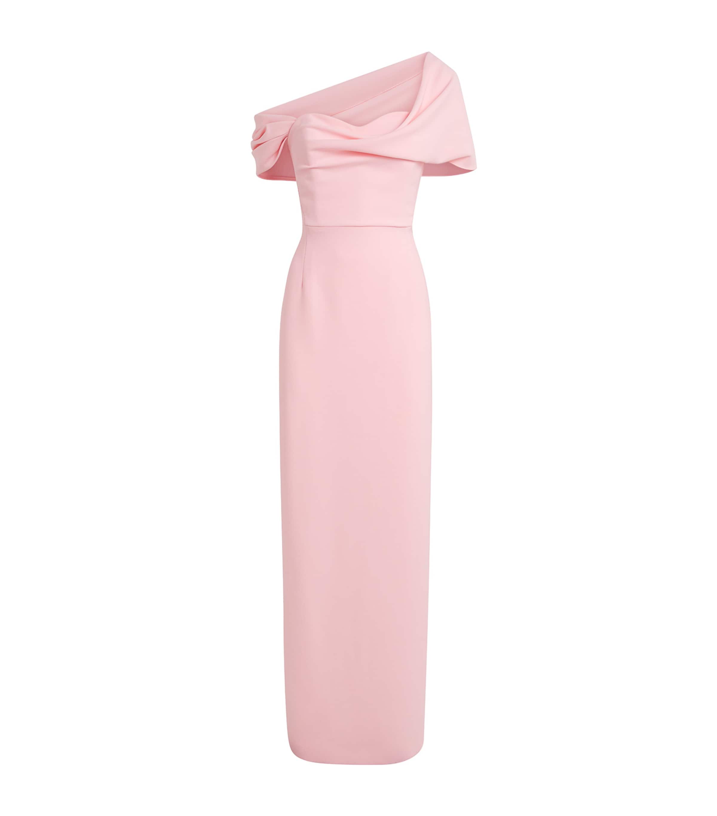Carolina Herrera Womens Draped Off-The-Shoulder Gown Rosewater Image 1