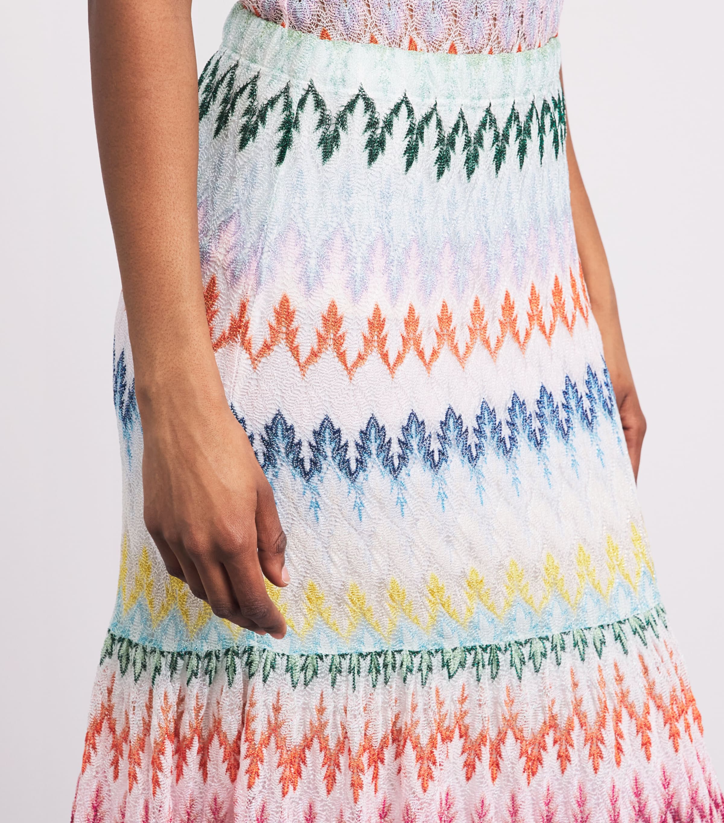 Missoni Womens Metallic Zigzag Maxi Skirt Mlti/white Bse Image 3