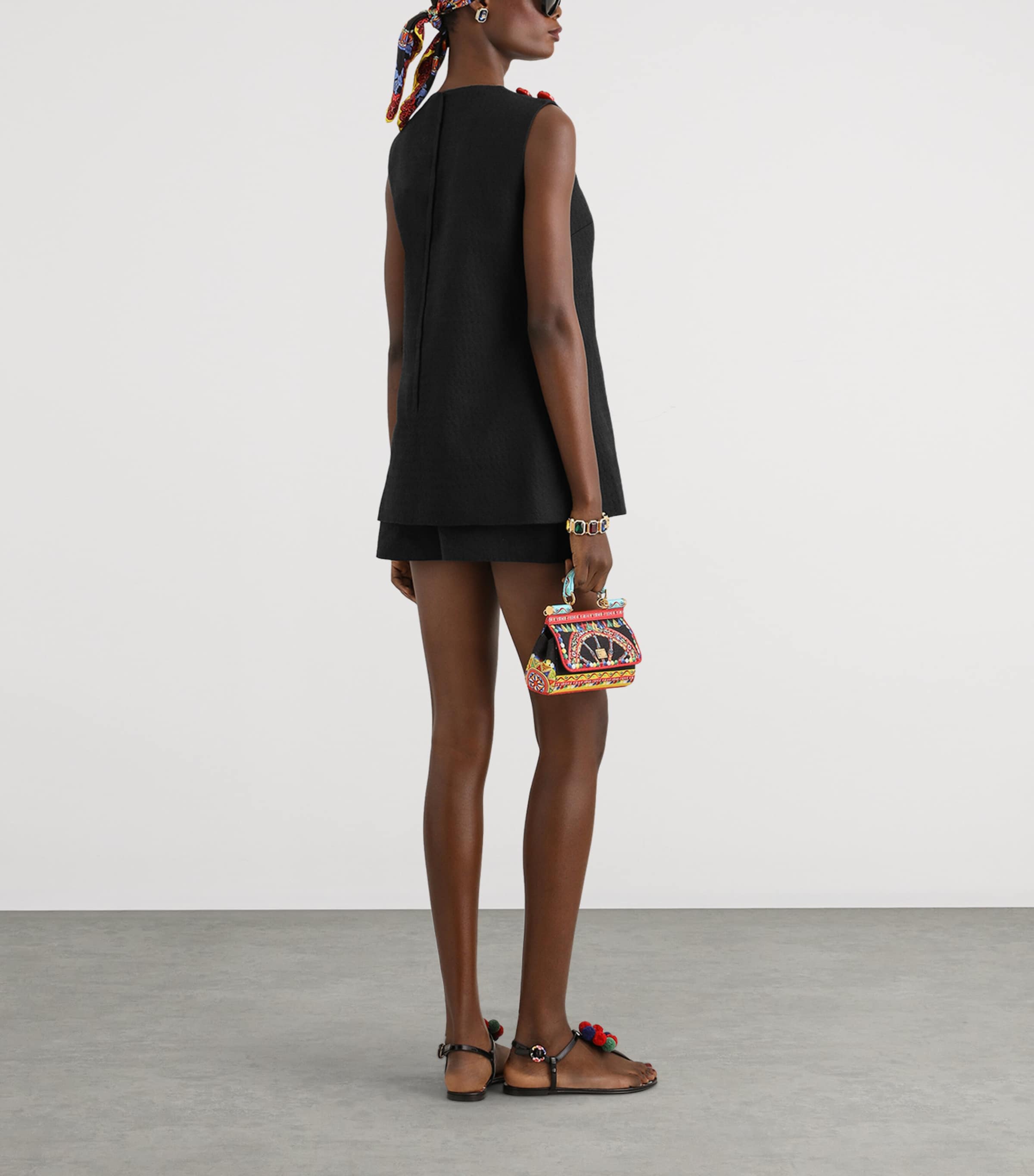 Dolce&Gabbana Womens Embellished Bermuda Shorts Black Image 3