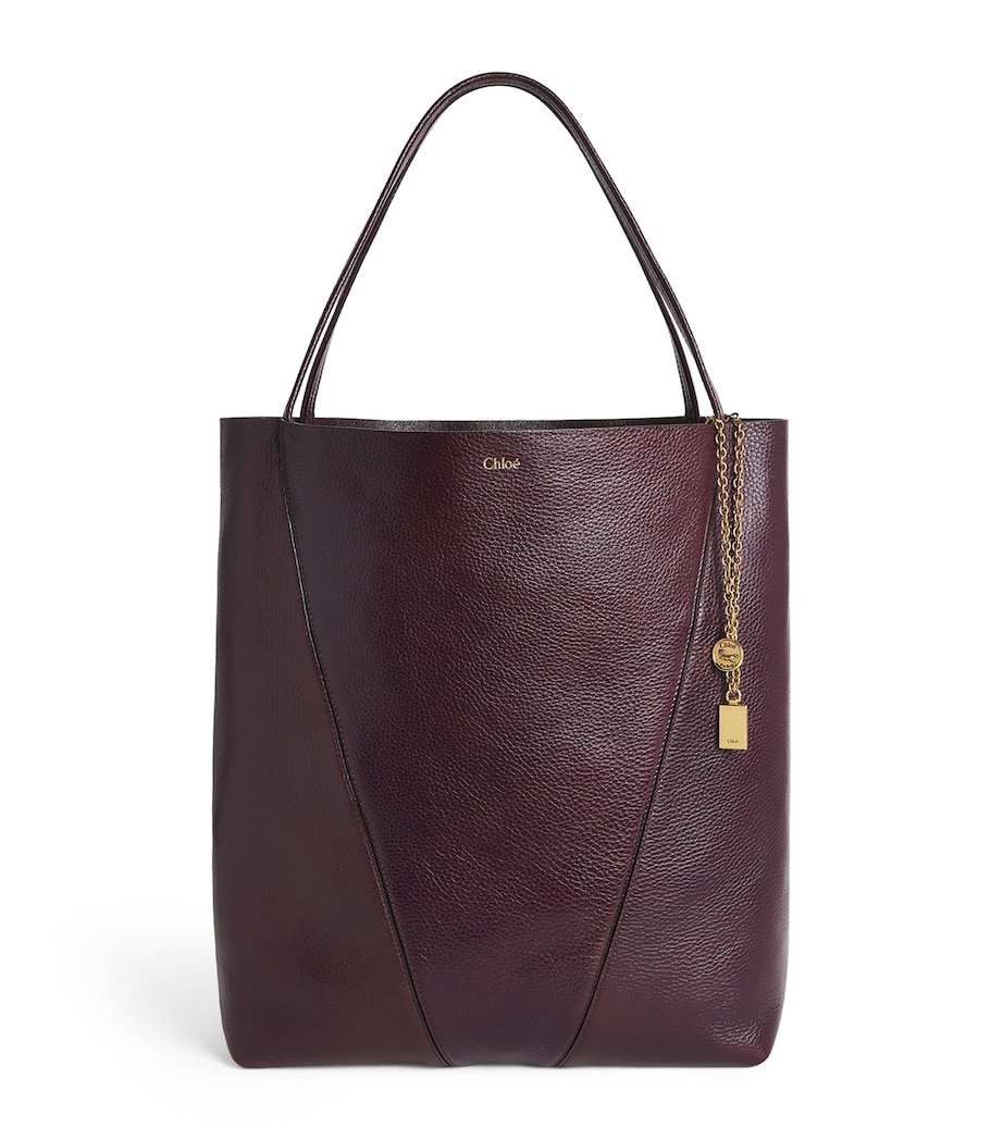 Large Leather Spin Tote Bag PERFECT PLUM Image 1