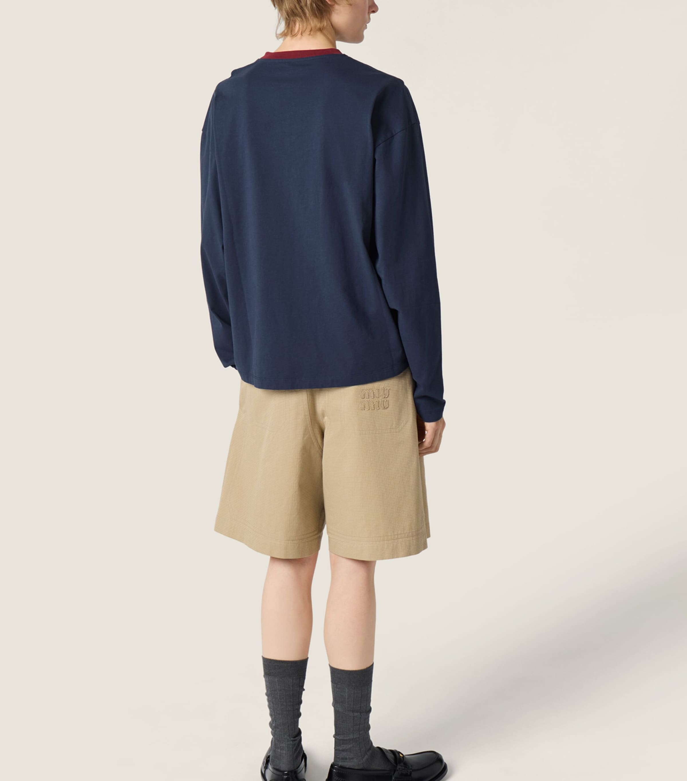 Miu Miu Womens Cotton Logo Long-Sleeve T-Shirt Image 3