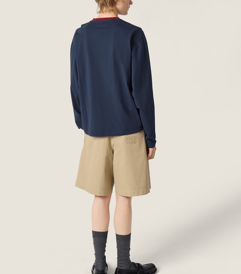 Miu Miu Womens Cotton Logo Long-Sleeve T-Shirt Image 3