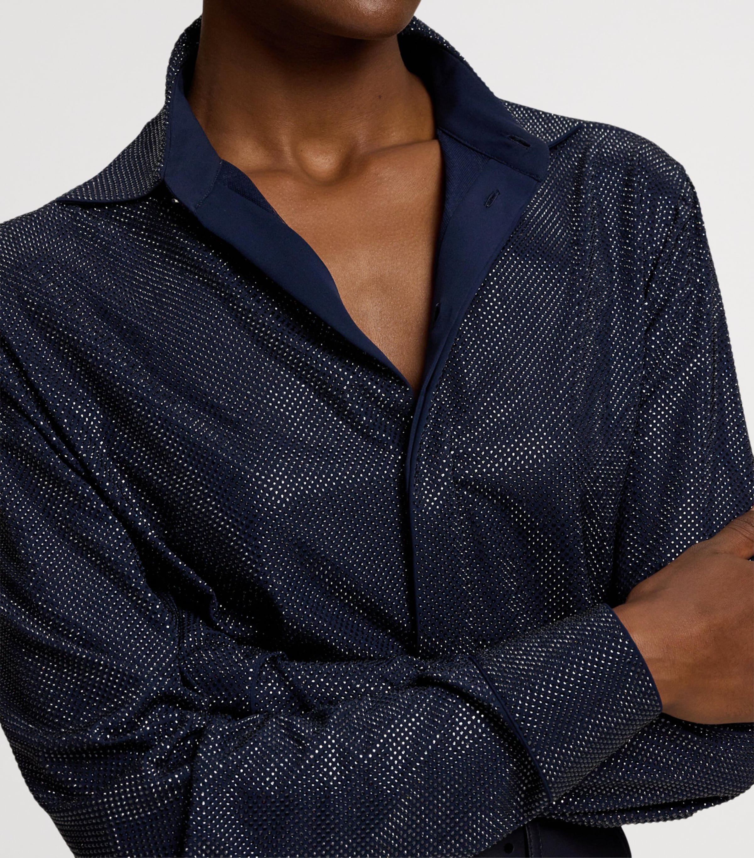 Ralph Lauren Collection Womens Silk Embellished Adrien Shirt Navy Image 10