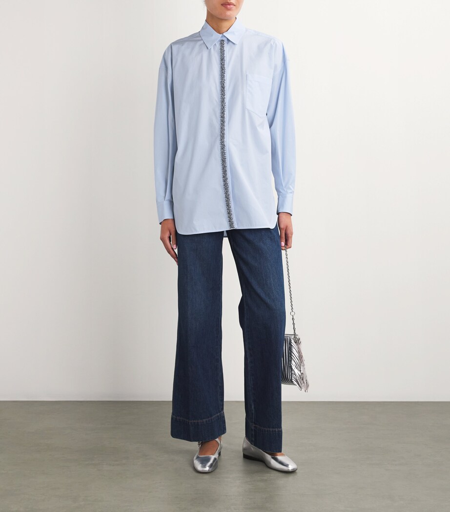 Cotton Crystal-Embellished Shirt BLUE Image 2