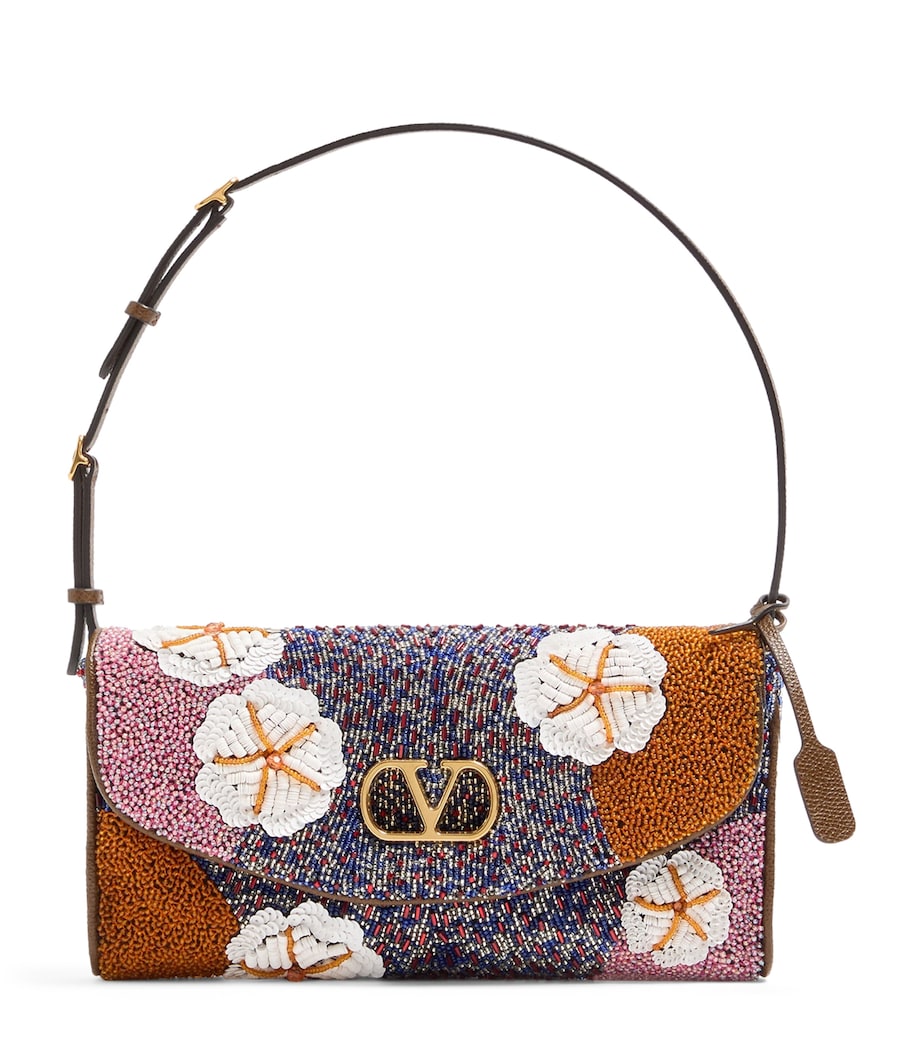 Valentino Garavani Silk Sequin and Bead DeVain Shoulder Bag Image 1