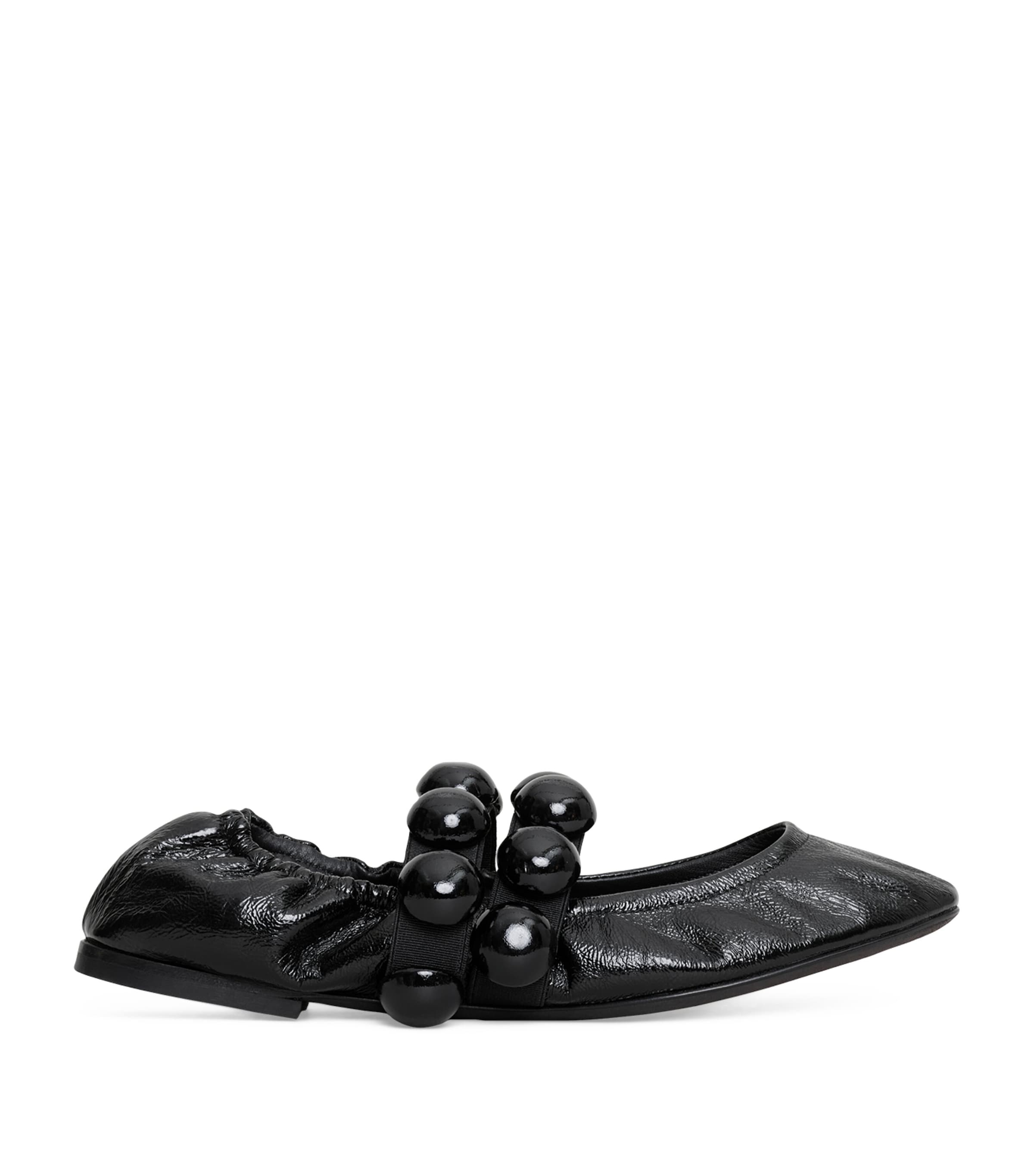 Shop Alaïa Leather Sphere-detail Ballet Flats In Black