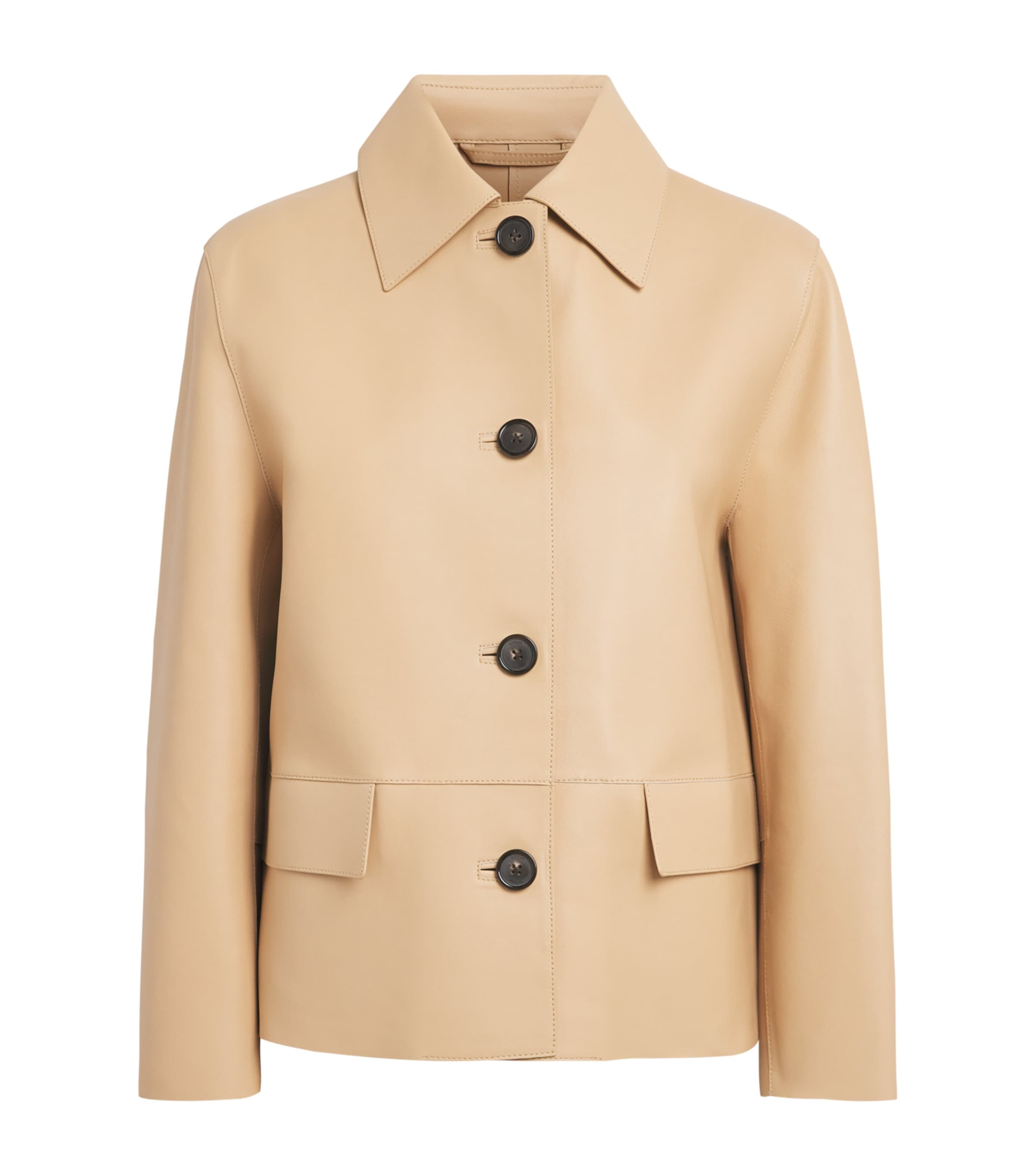 Toteme Womens Bonded-Leather Jacket Chai Image 1