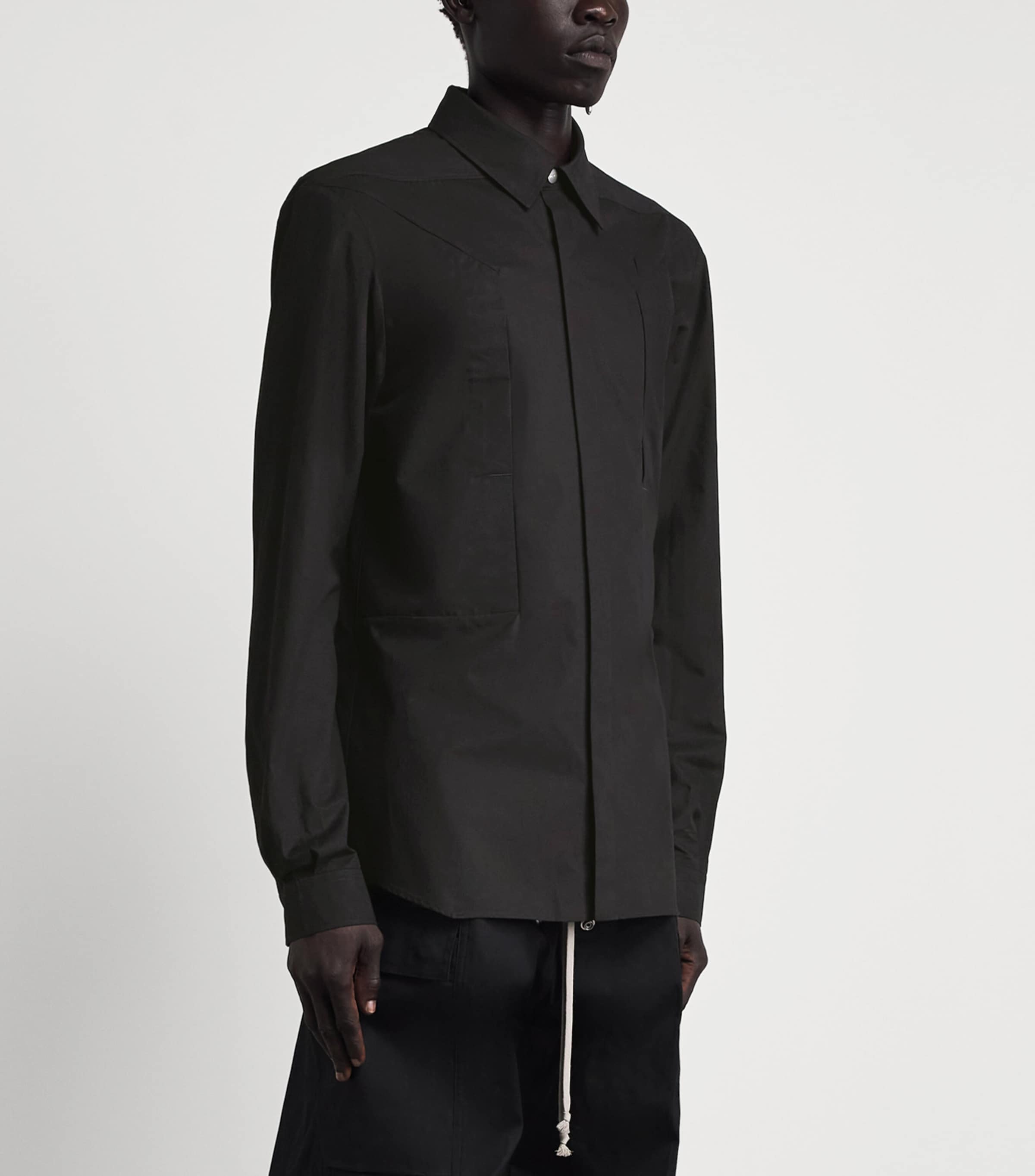 Rick Owens Mens Cotton Fog Overshirt Black Image 4