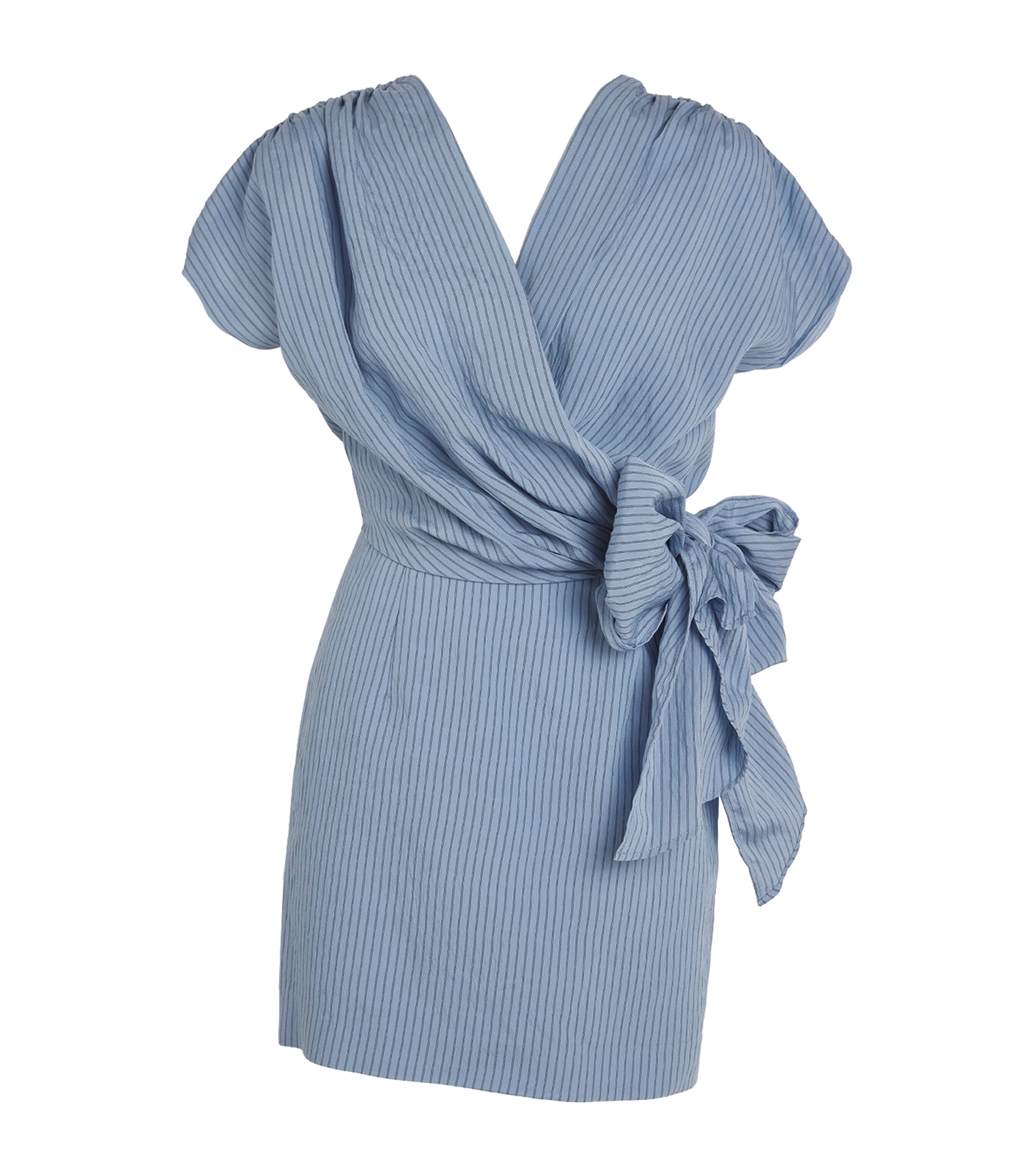 Claudie Pierlot Striped Wrap Mini Dress In Blue