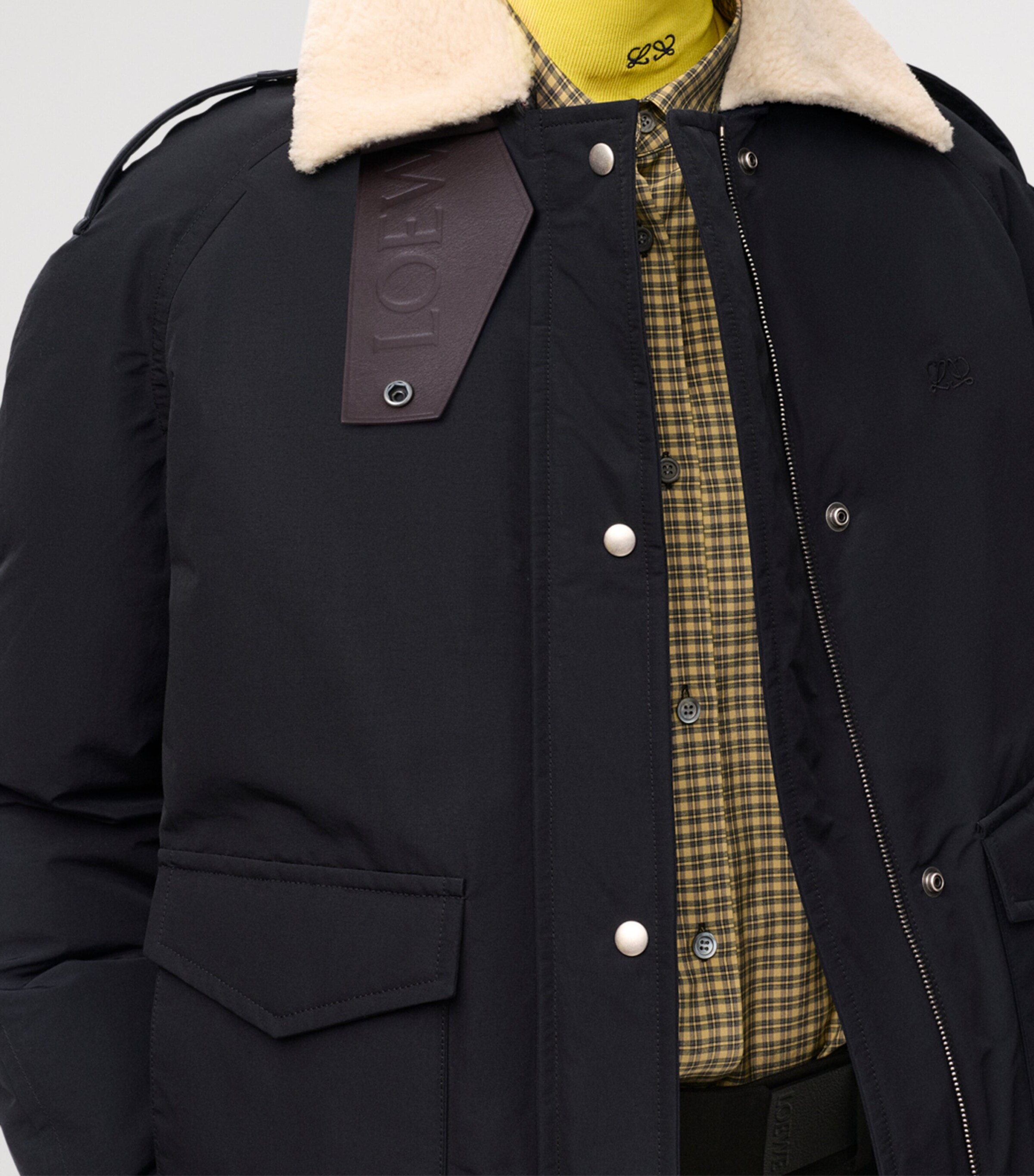 LOEWE Womens Technical Shearling-Collar Jacket Black Image 8