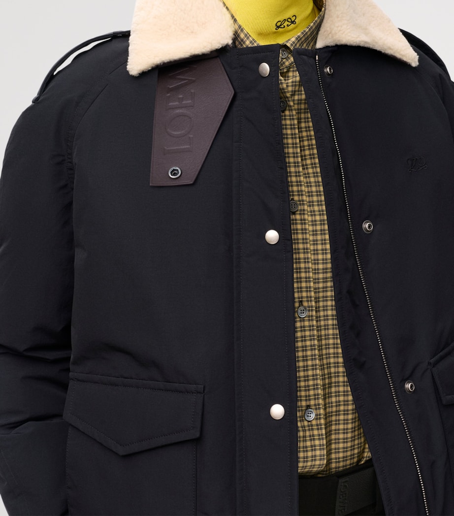 LOEWE Womens Technical Shearling-Collar Jacket Black Image 8
