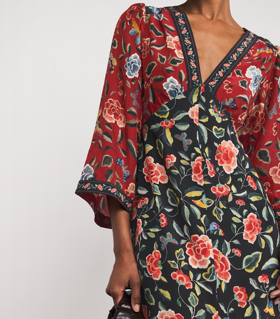 Silk Dahlia Maxi Dress BUTTERFLY MIX BLACK Image 4