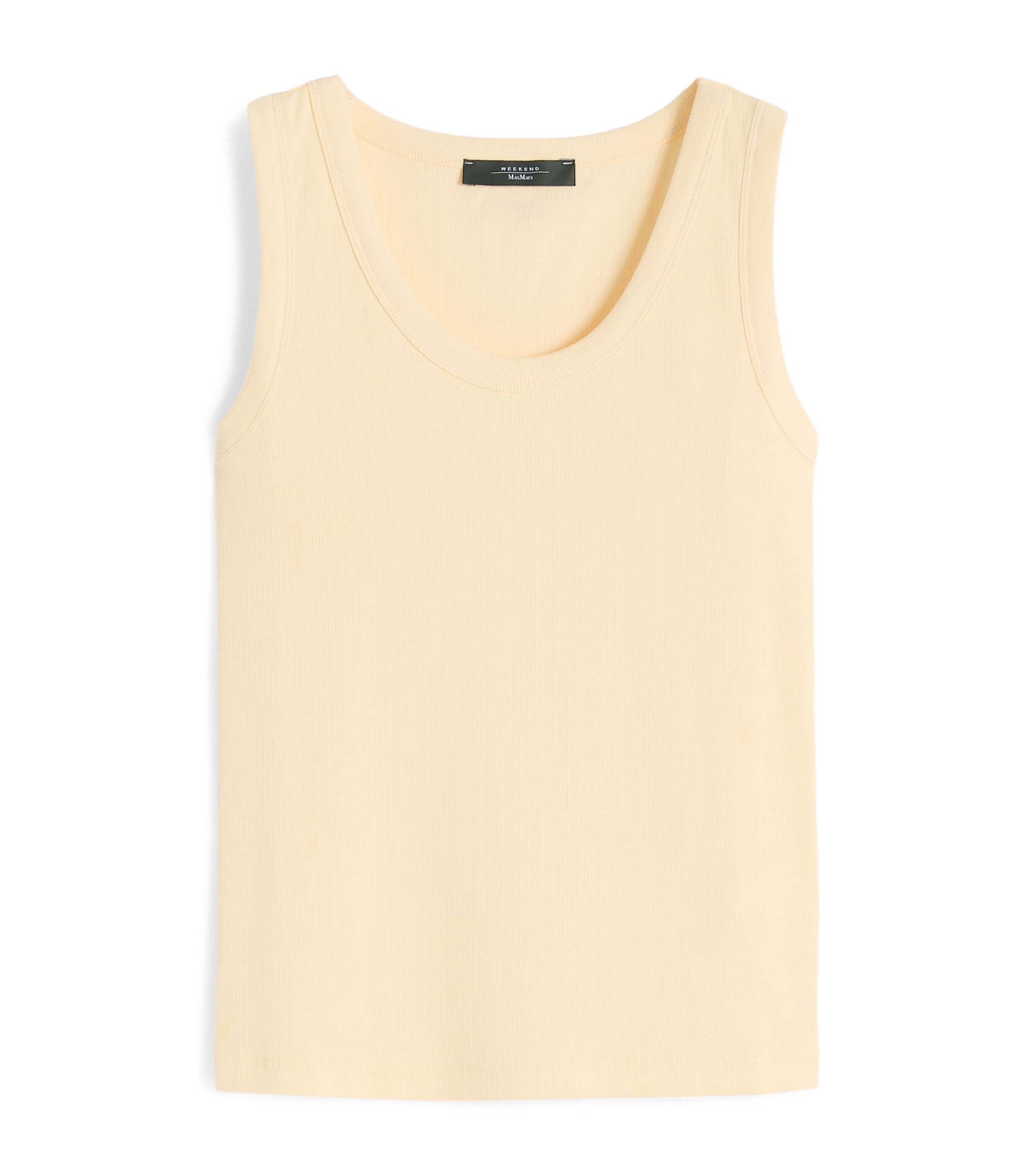 Weekend Max Mara Womens Stretch-Cotton Ribbed Tank Top Light Yellow Image 1