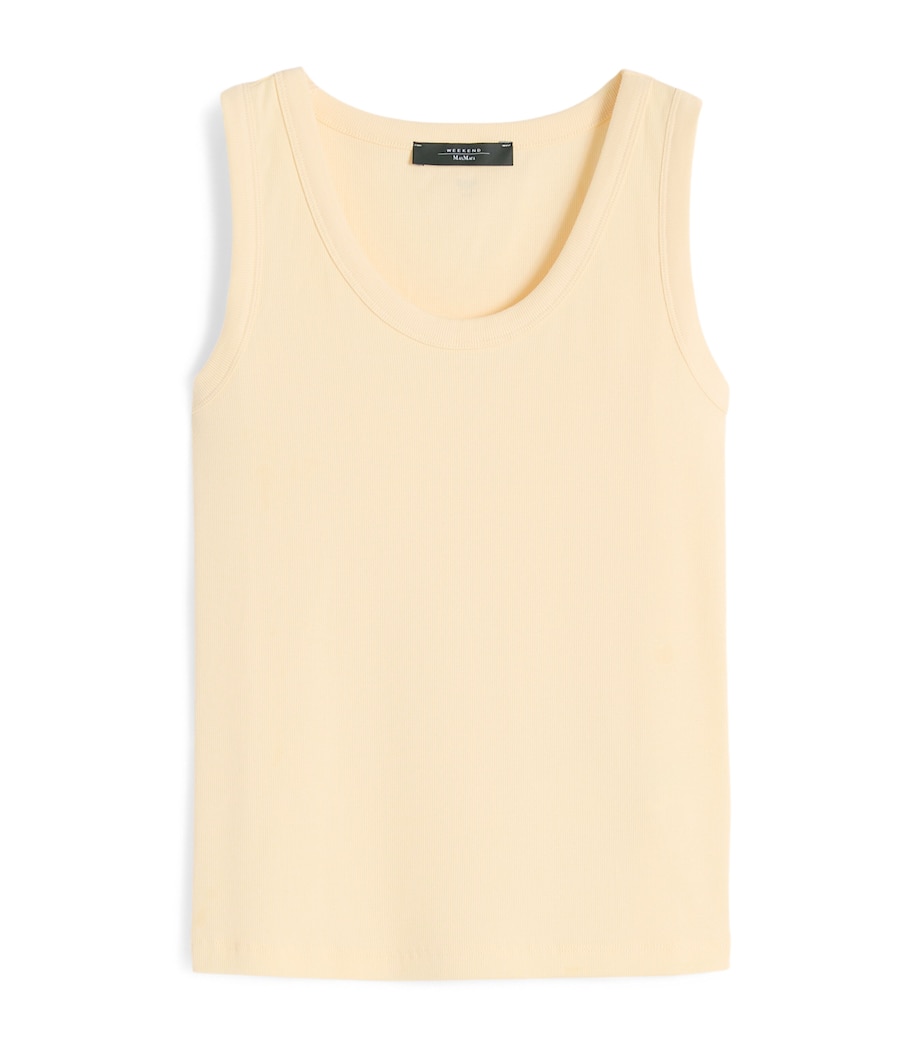 Weekend Max Mara Womens Stretch-Cotton Ribbed Tank Top Light Yellow Image 1