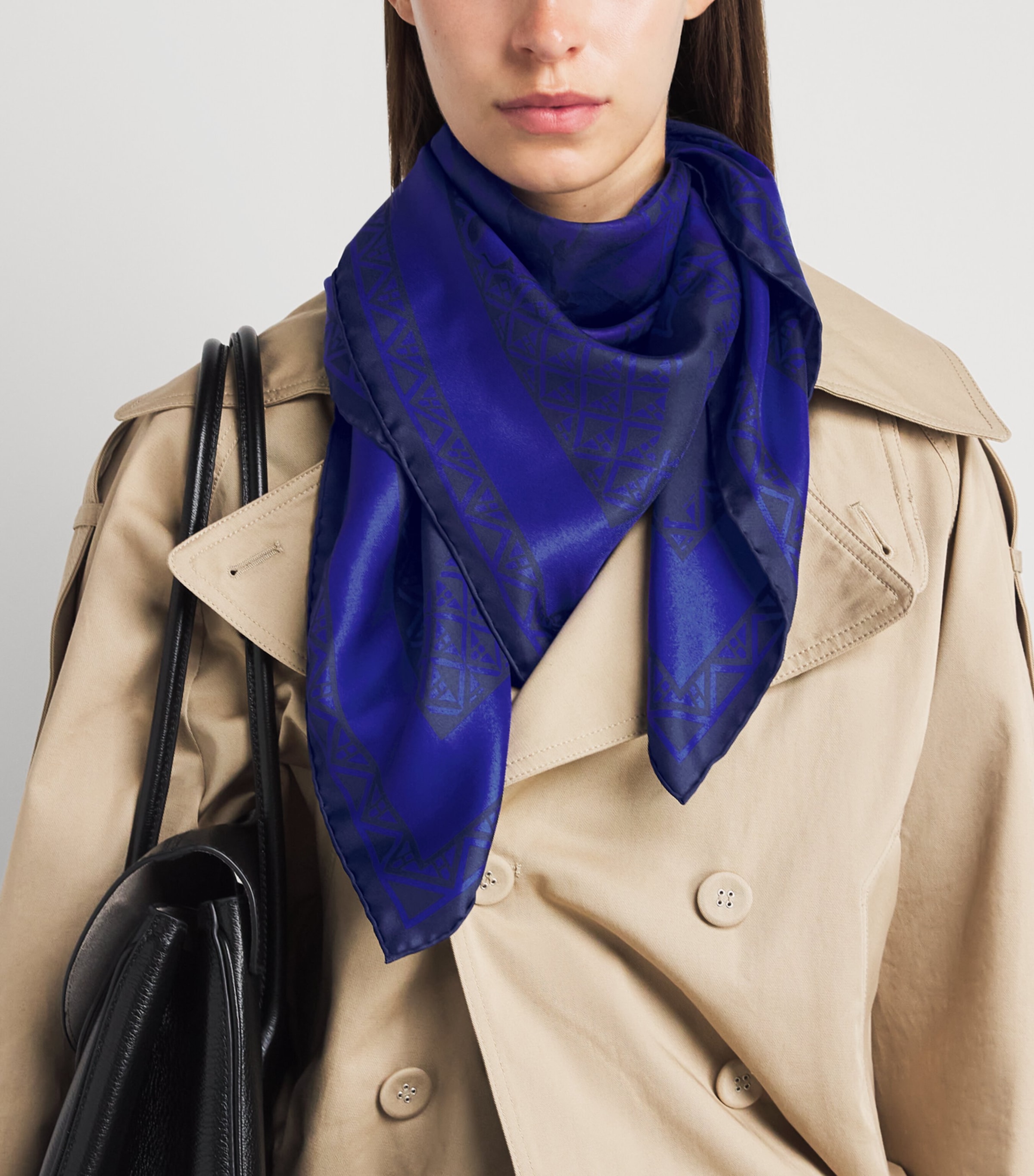 Harrods Silk Shadow Floral Scarf Blue Image 3