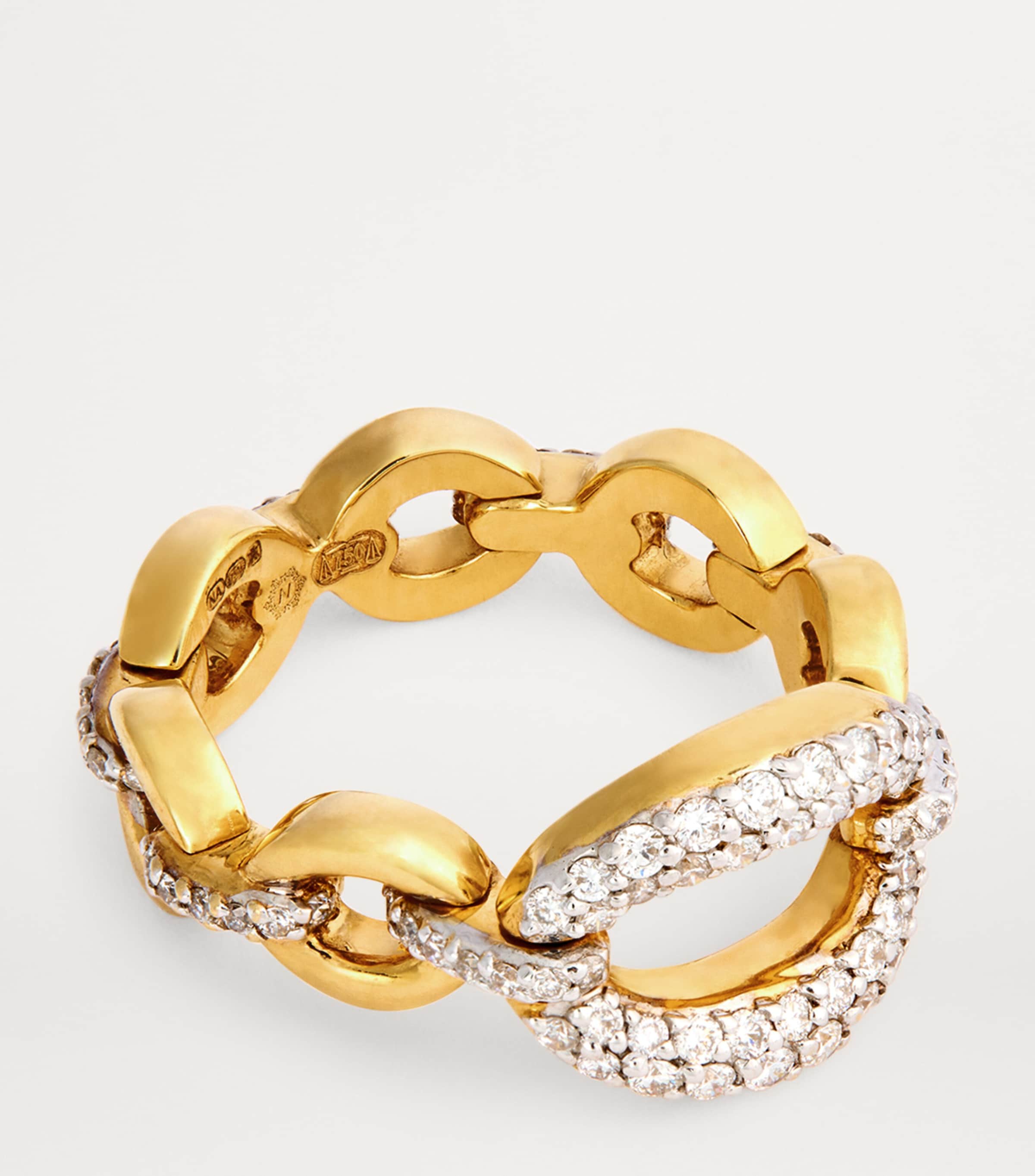 Nadine Aysoy Yellow Gold and Diamond Catena Large Link Ring Yellow Gold Image 3