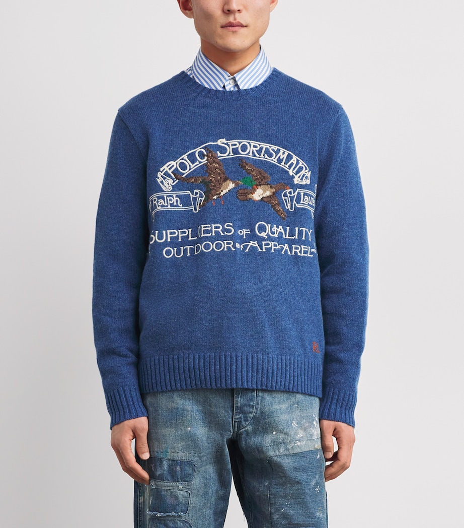 Wool-Cotton Polo Sportsman Sweater BLUE MULTI Image 3