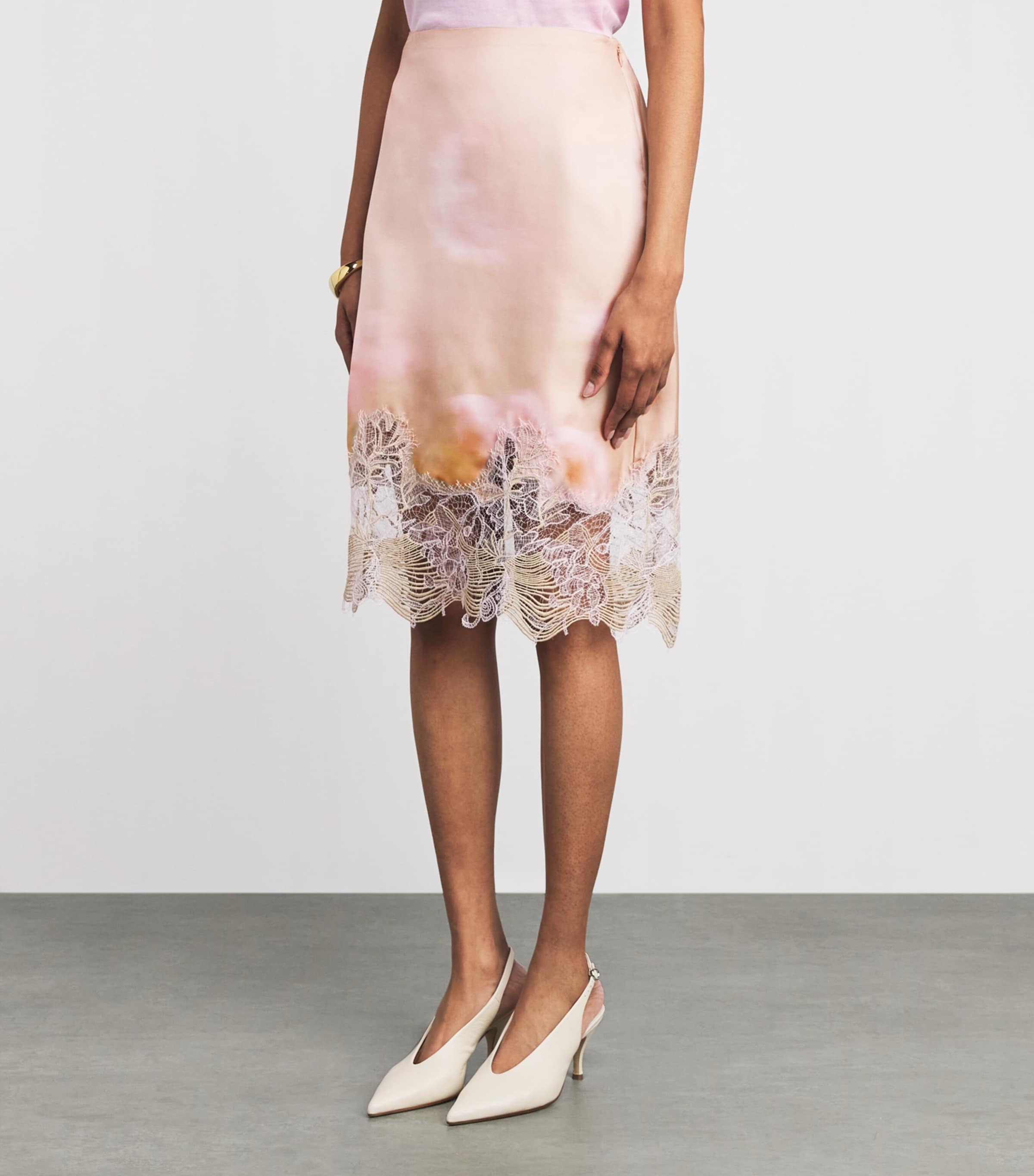 Fabiana Filippi Womens Silk Printed Midi Skirt Memento Rosae Image 4