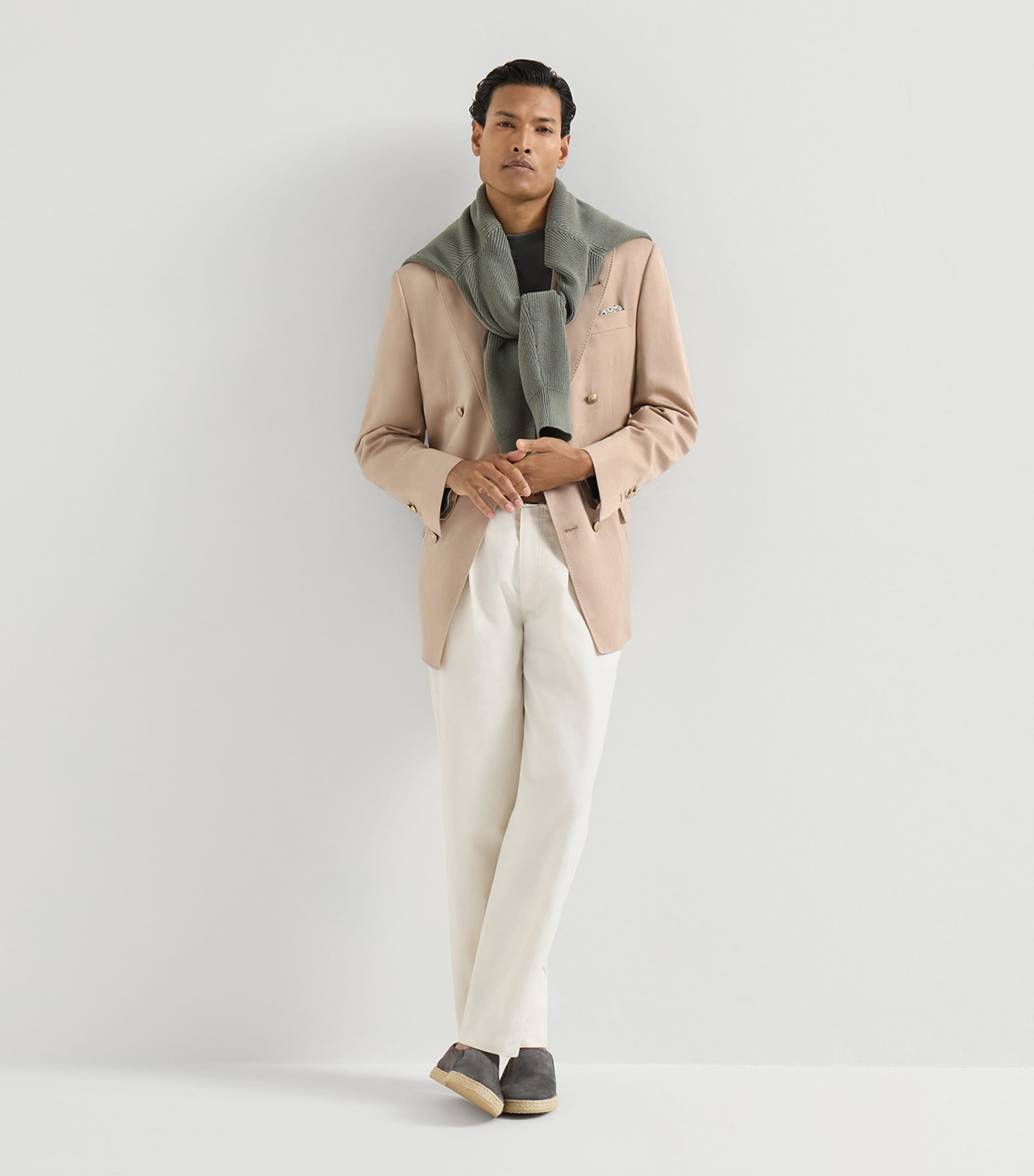 Brunello Cucinelli Mens Cotton-Linen Pleated Trousers Image 2